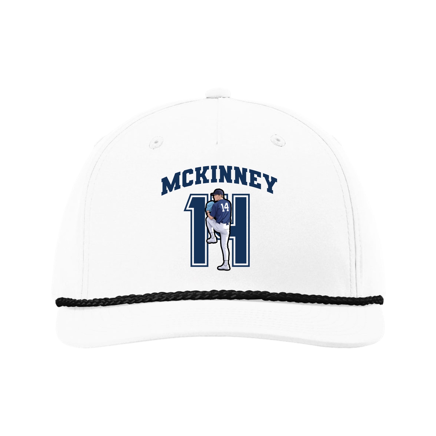 Five-Panel Classic Rope Cap — Number in White