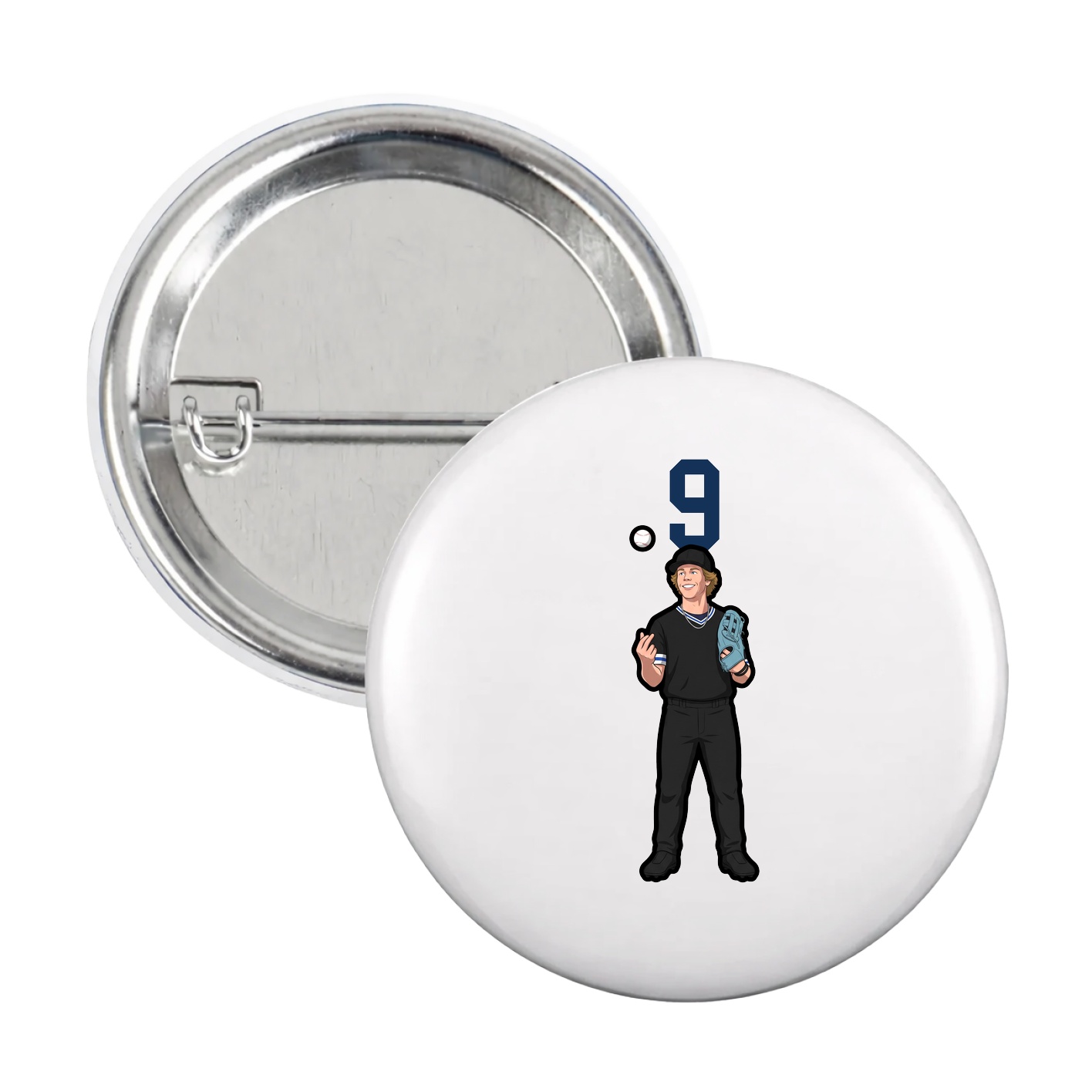 Game Day Button — Number Top in White