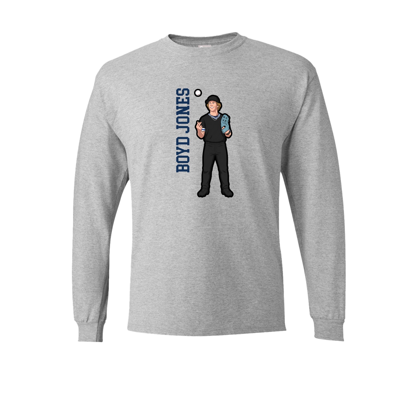 Long Sleeve Tee — Name Vertical in Grey