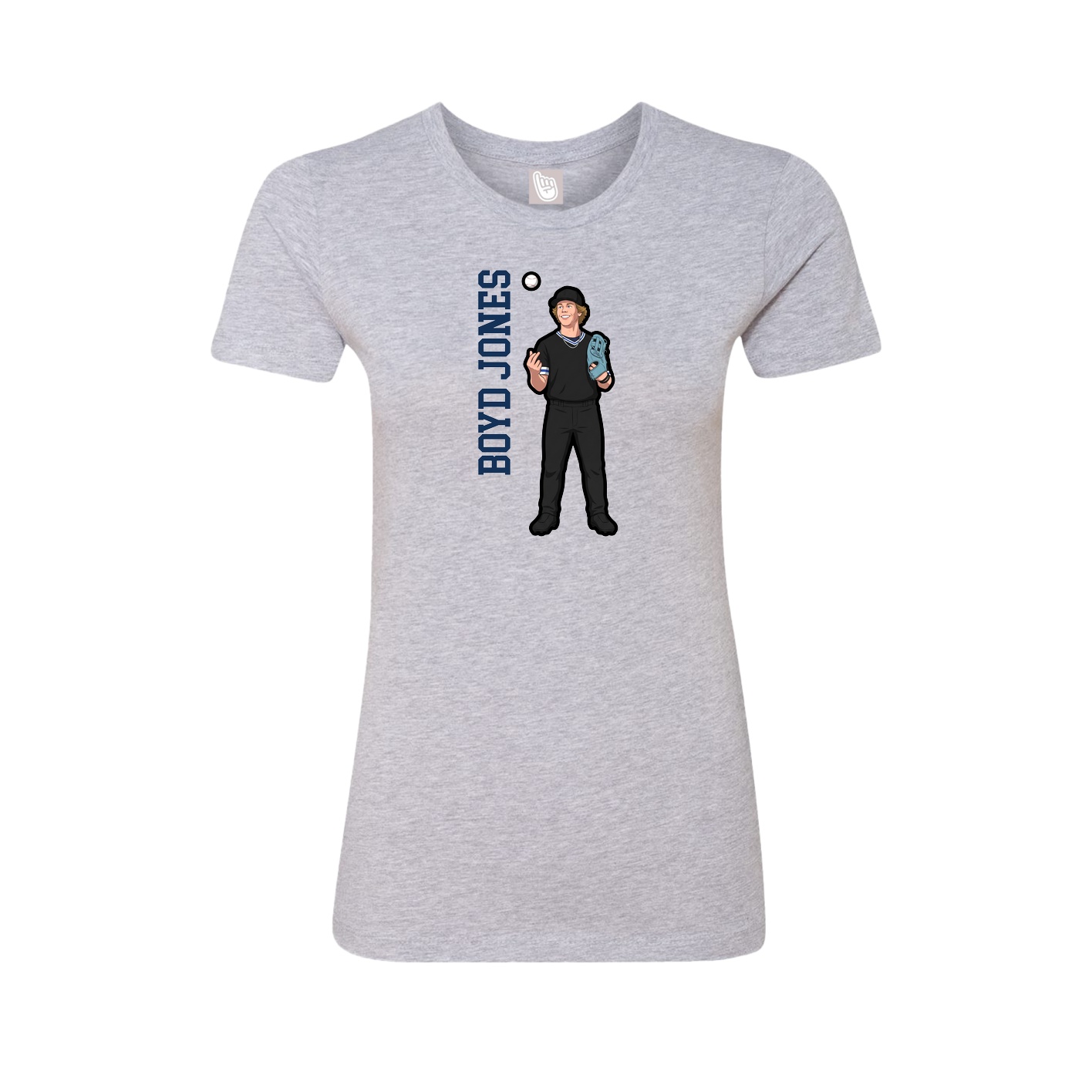 Fitted Women's Tee — Name Vertical in Grey