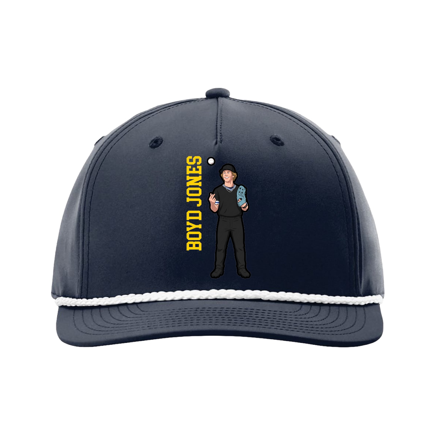 Five-Panel Classic Rope Cap — Name Vertical in Navy