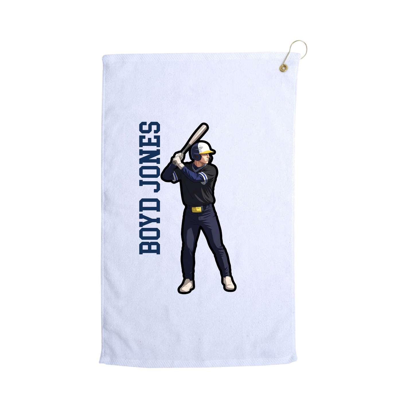 Golf Towel — Name Vertical in White