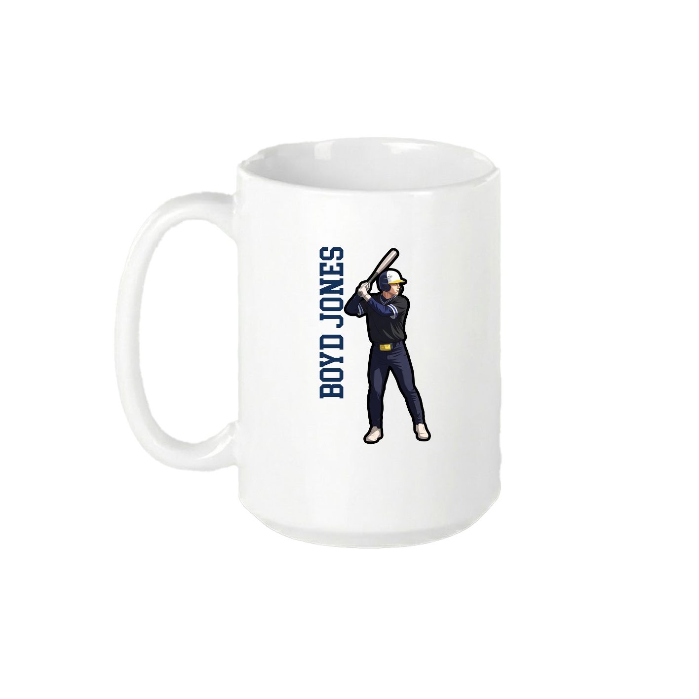 15oz Coffee Mug — Name Vertical in White
