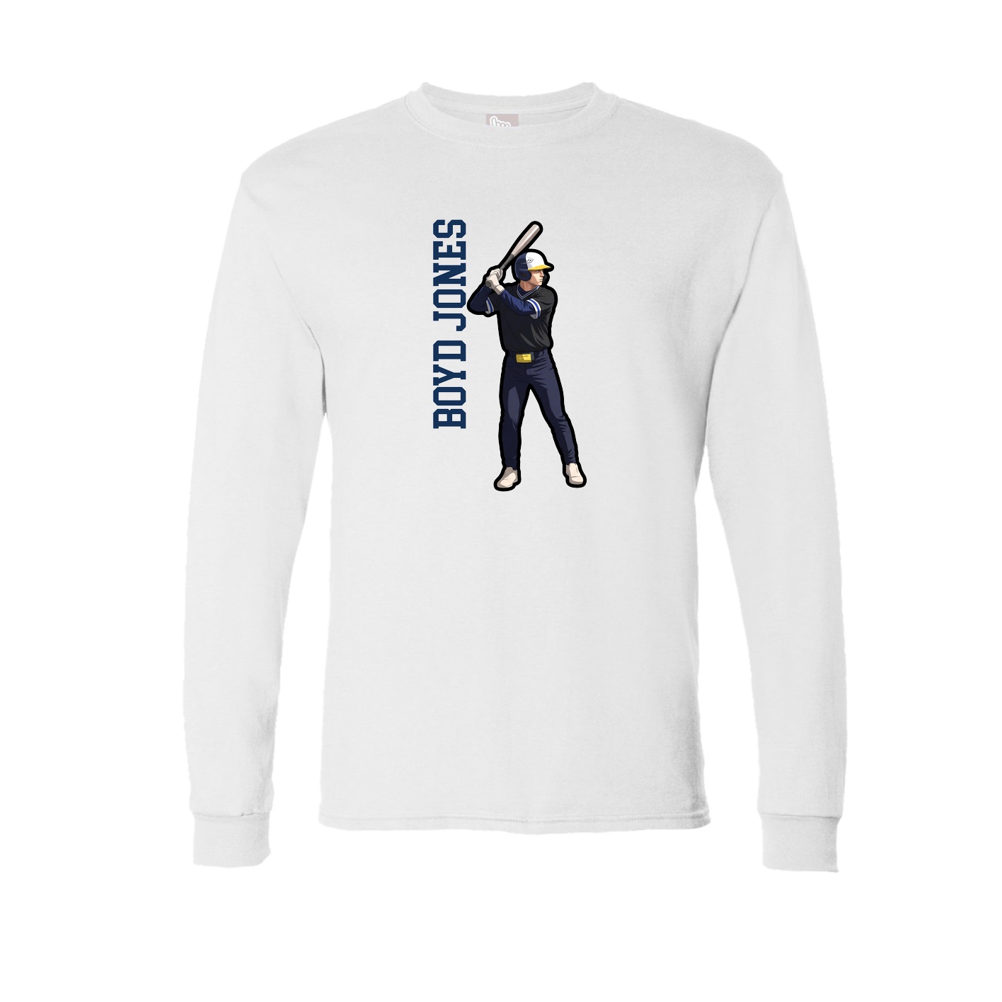 Long Sleeve Tee — Name Vertical in White