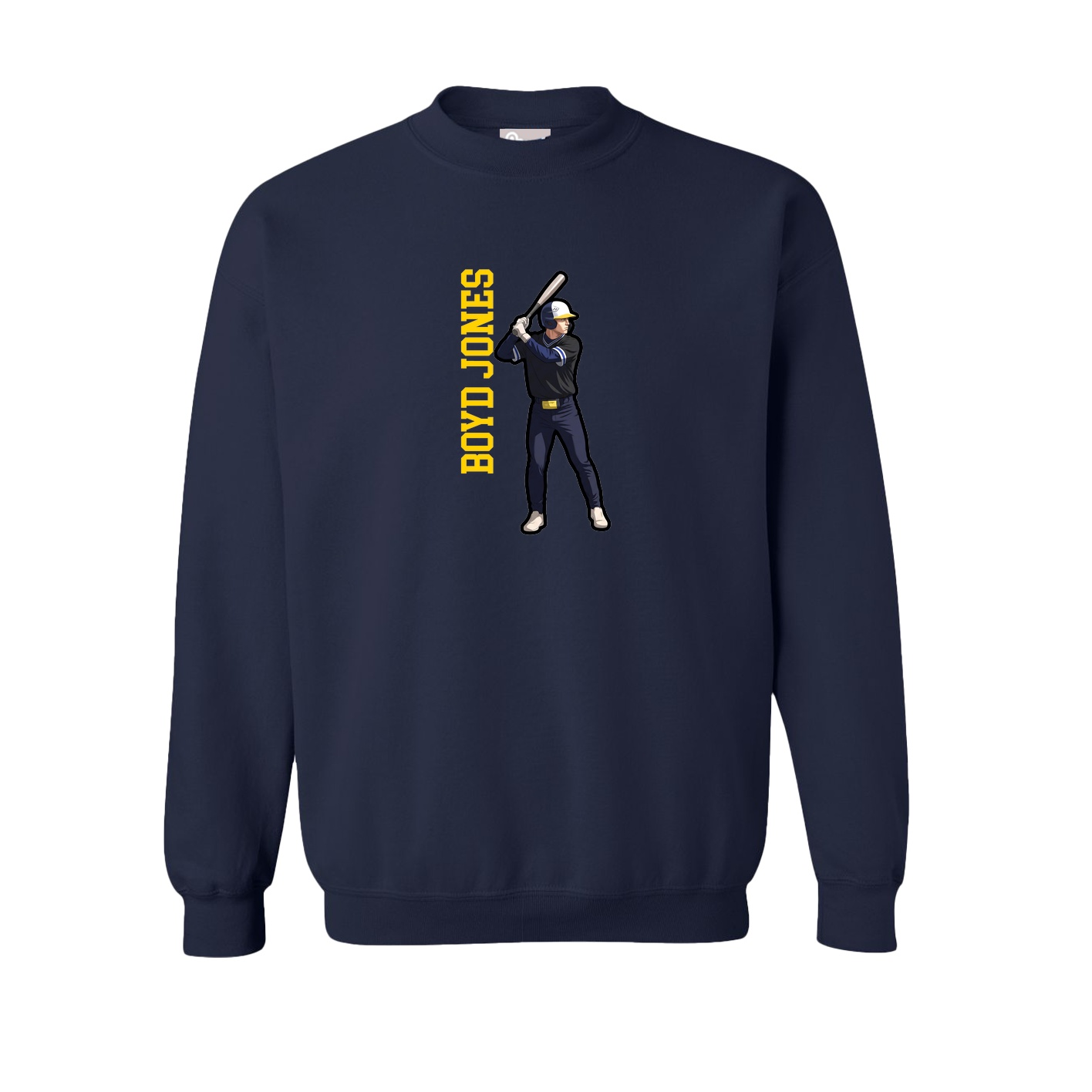 Fleece Crew — Name Vertical in Navy