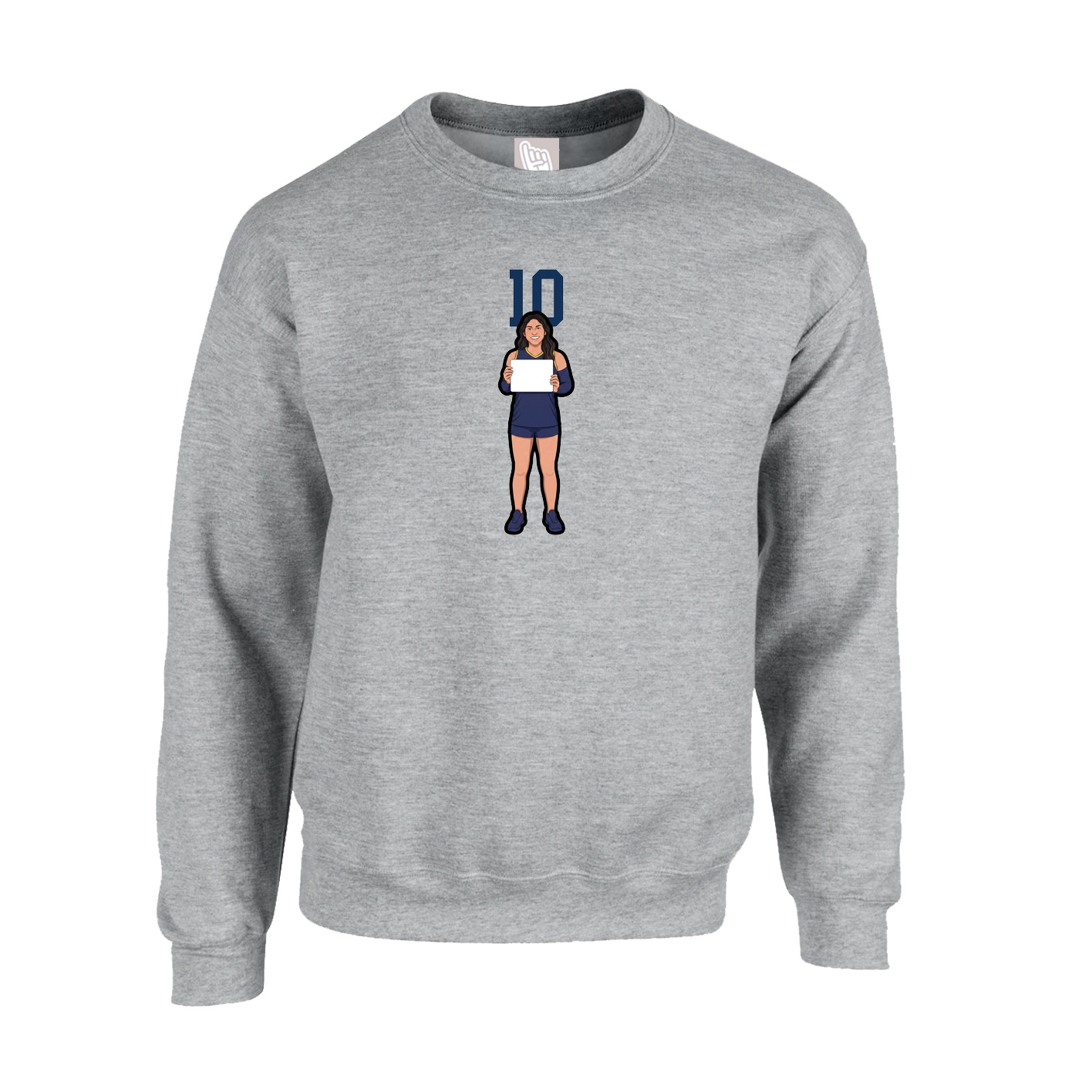Fleece Crew — Number Top in Grey