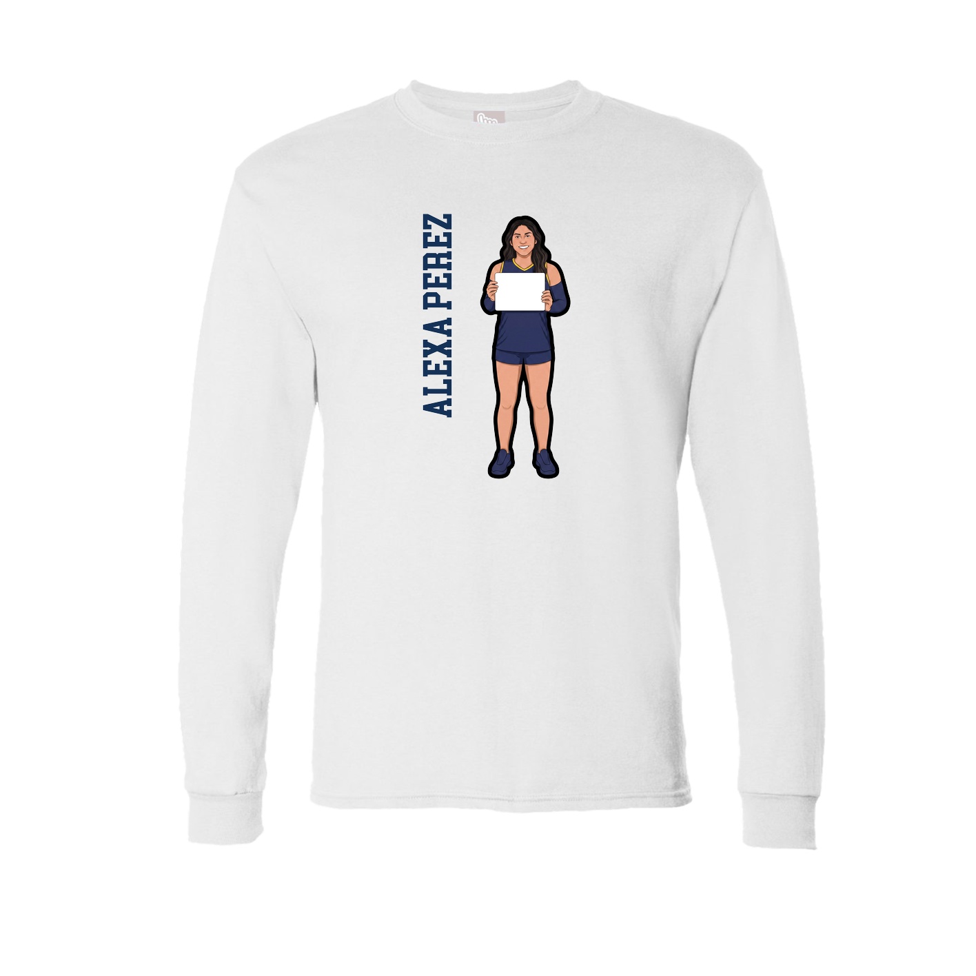 Long Sleeve Tee — Name Vertical in White
