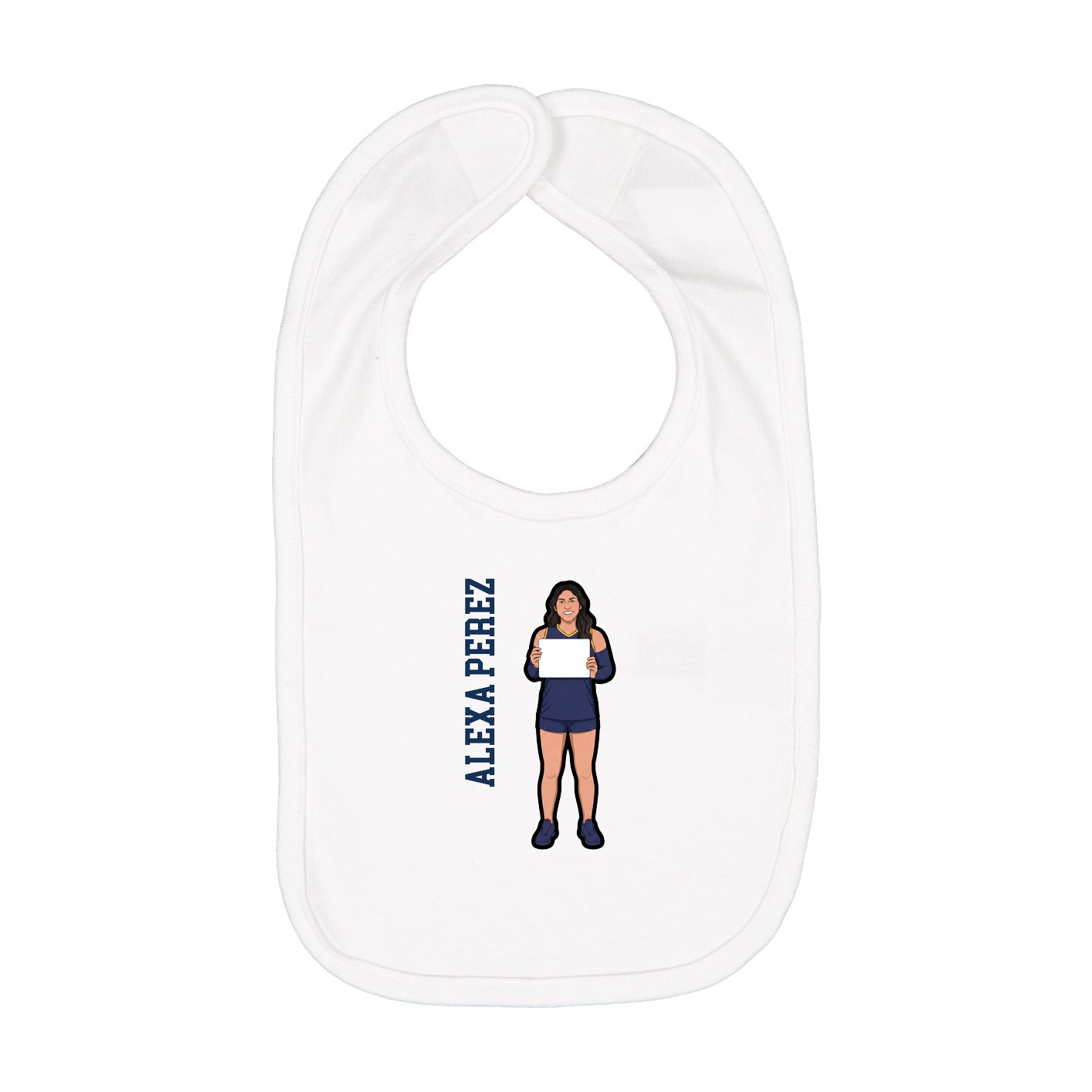 Infant Bib — Name Vertical in White
