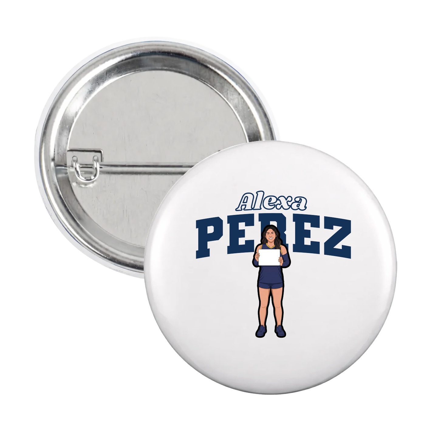 Game Day Button — Name Arch in White