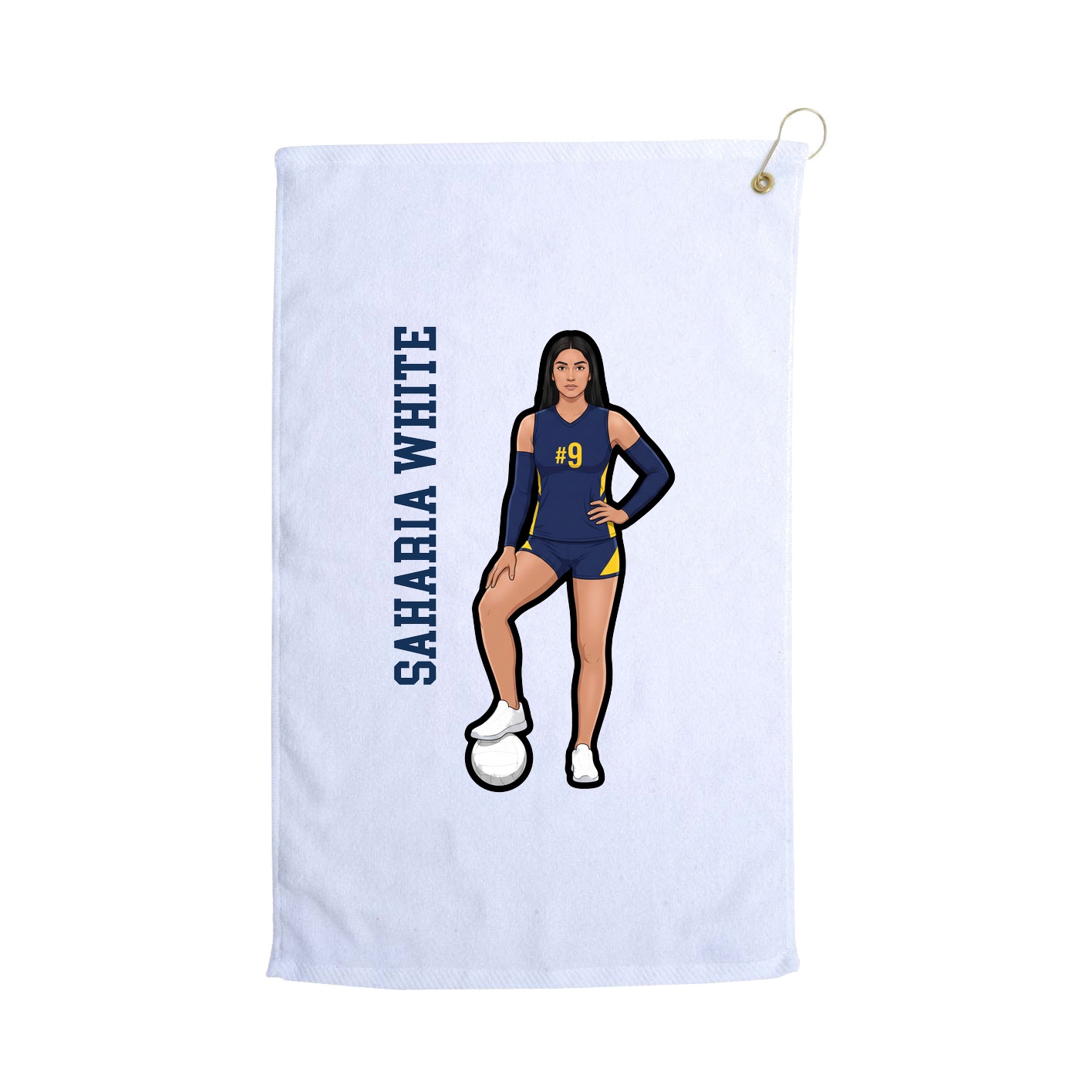 Golf Towel — Name Vertical in White