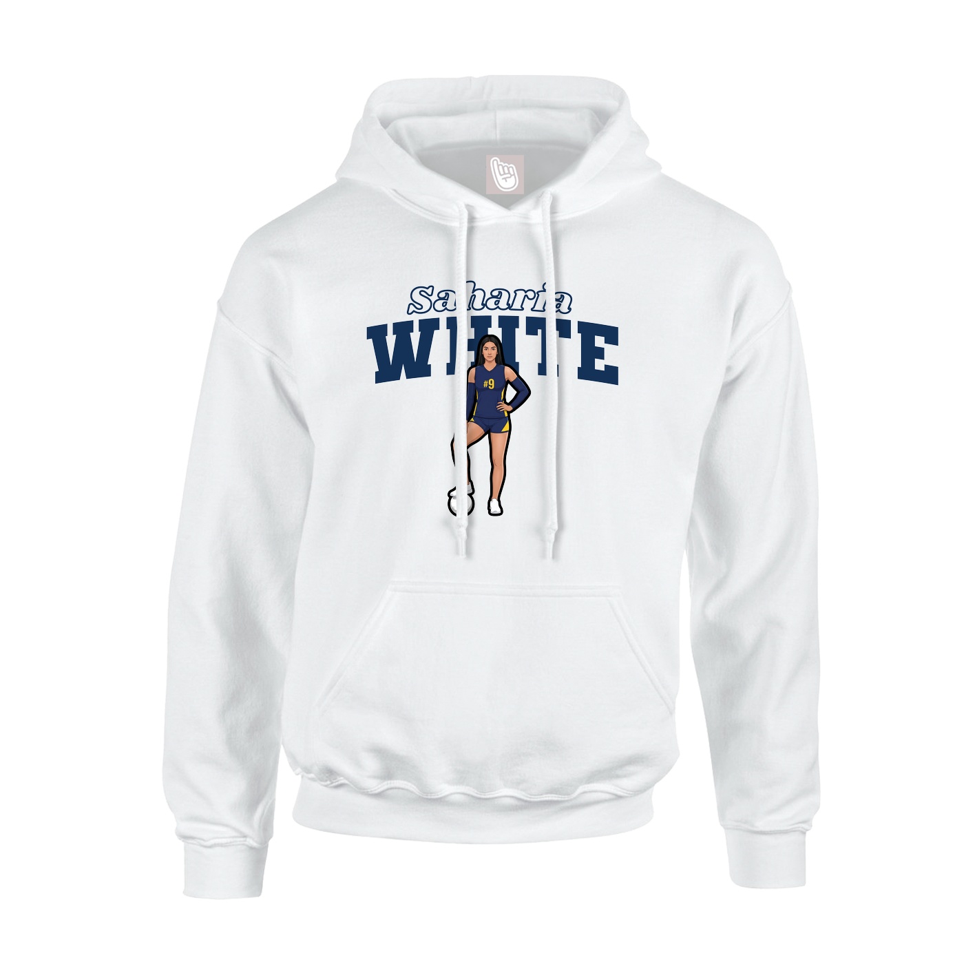 Youth Hoodie — Name Arch in White