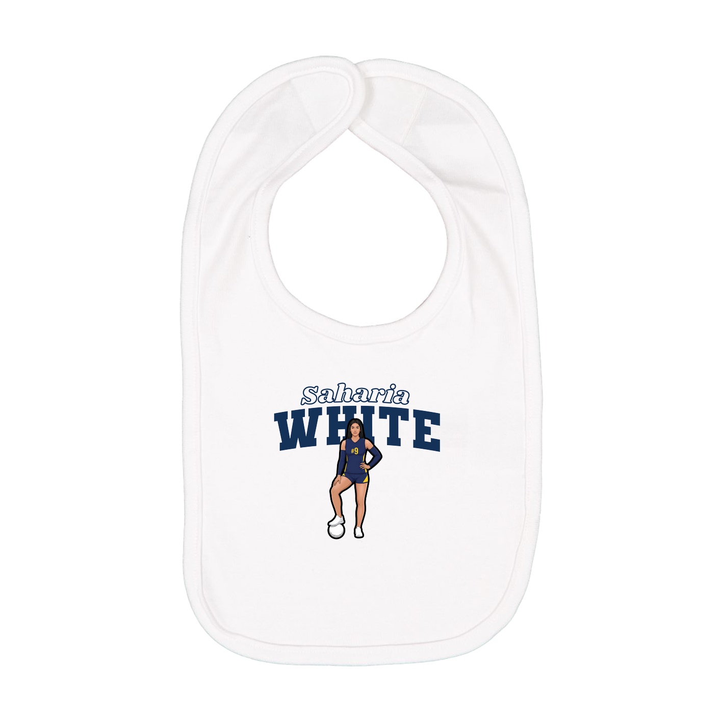 Infant Bib — Name Arch in White