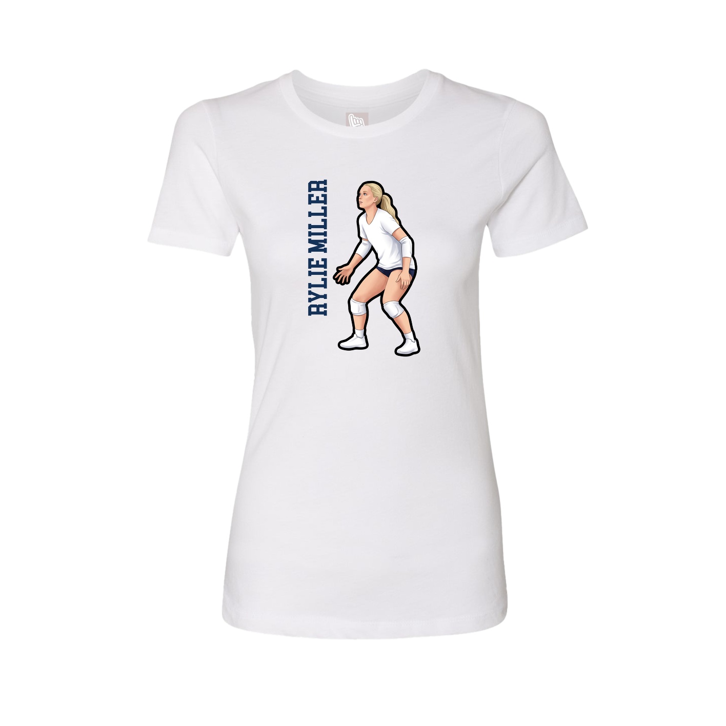 Fitted Women's Tee — Name Vertical in White