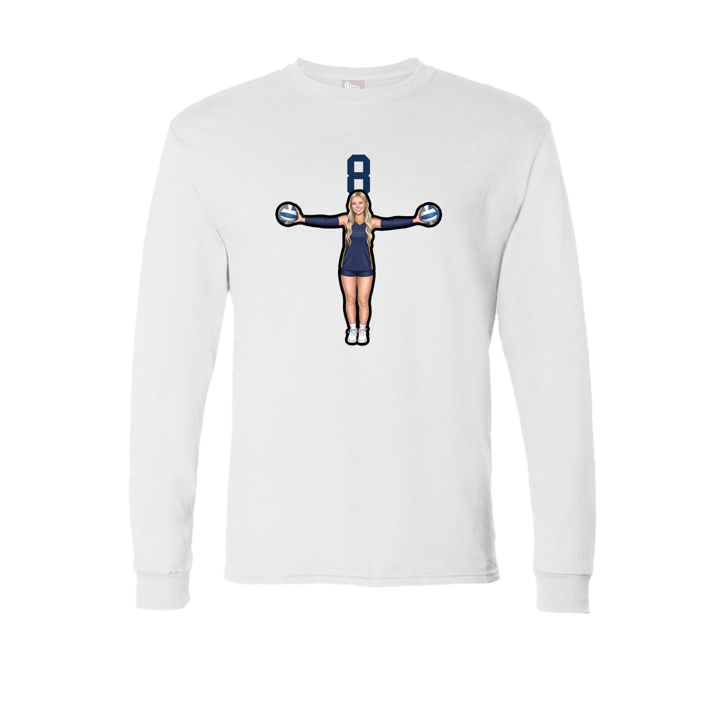 Long Sleeve Tee — Number Top in White