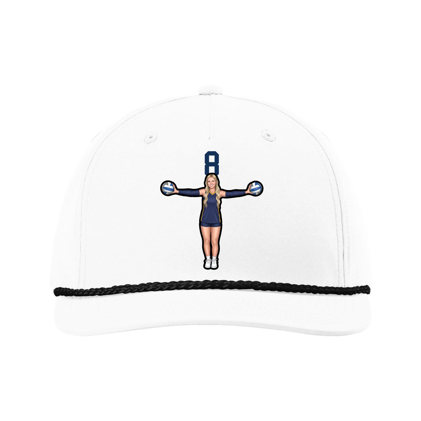 Five-Panel Classic Rope Cap — Number Top in White