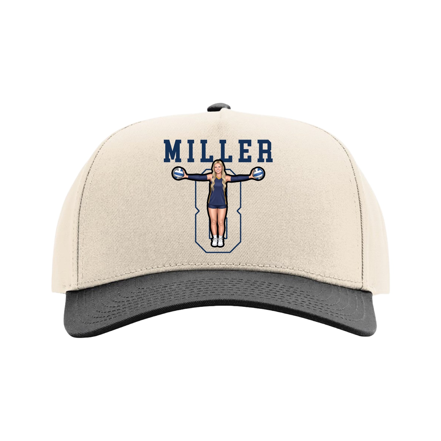 Full Fabric Five-Panel Champ Cap — Shirsey in Cream/Black