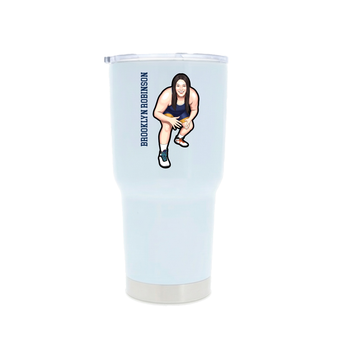 30oz Stainless Steel Tumbler — Name Vertical in White