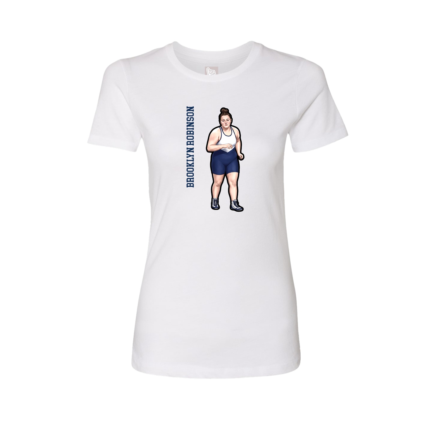 Fitted Women's Tee — Name Vertical in White