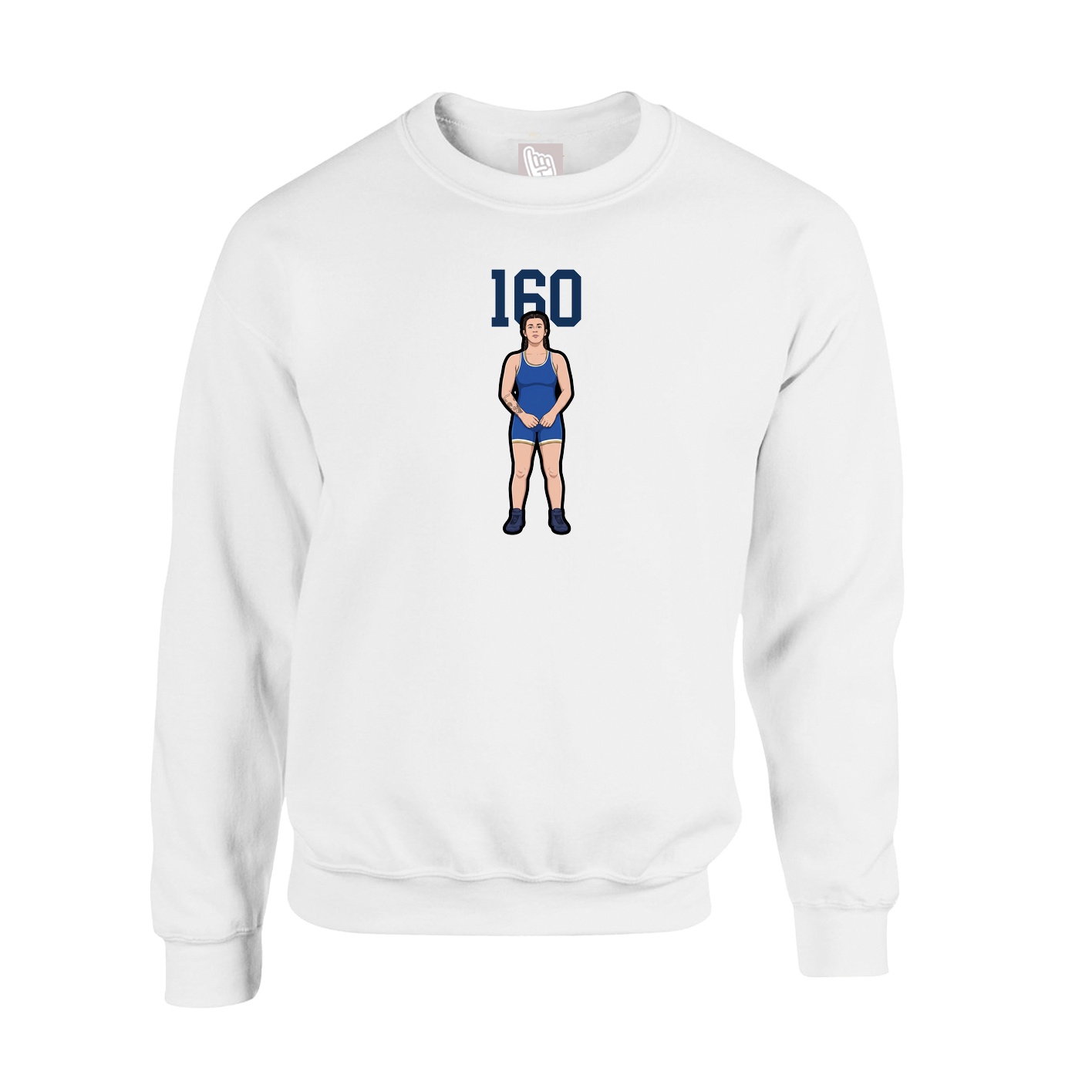 Fleece Crew — Number Top in White