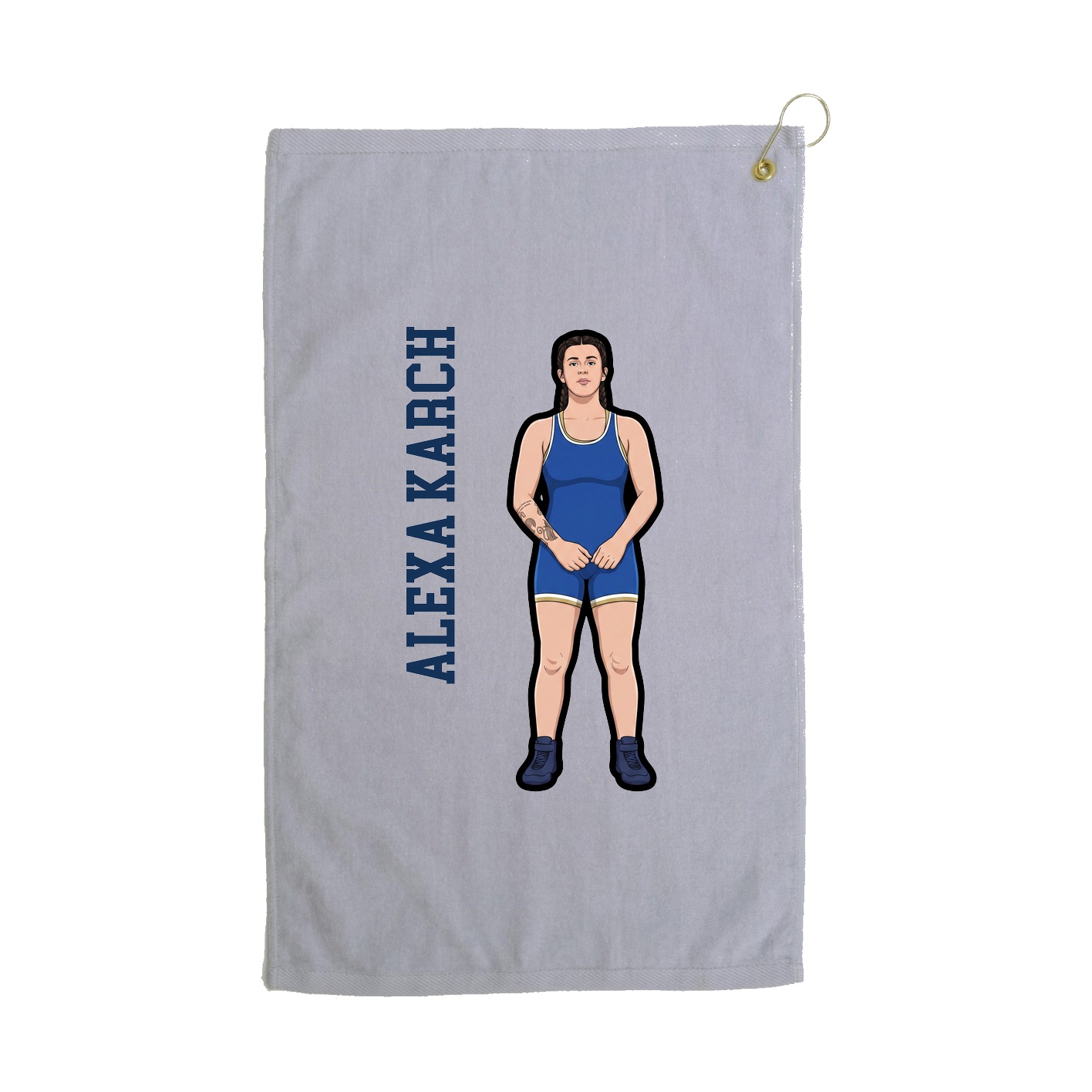Golf Towel — Name Vertical in Grey