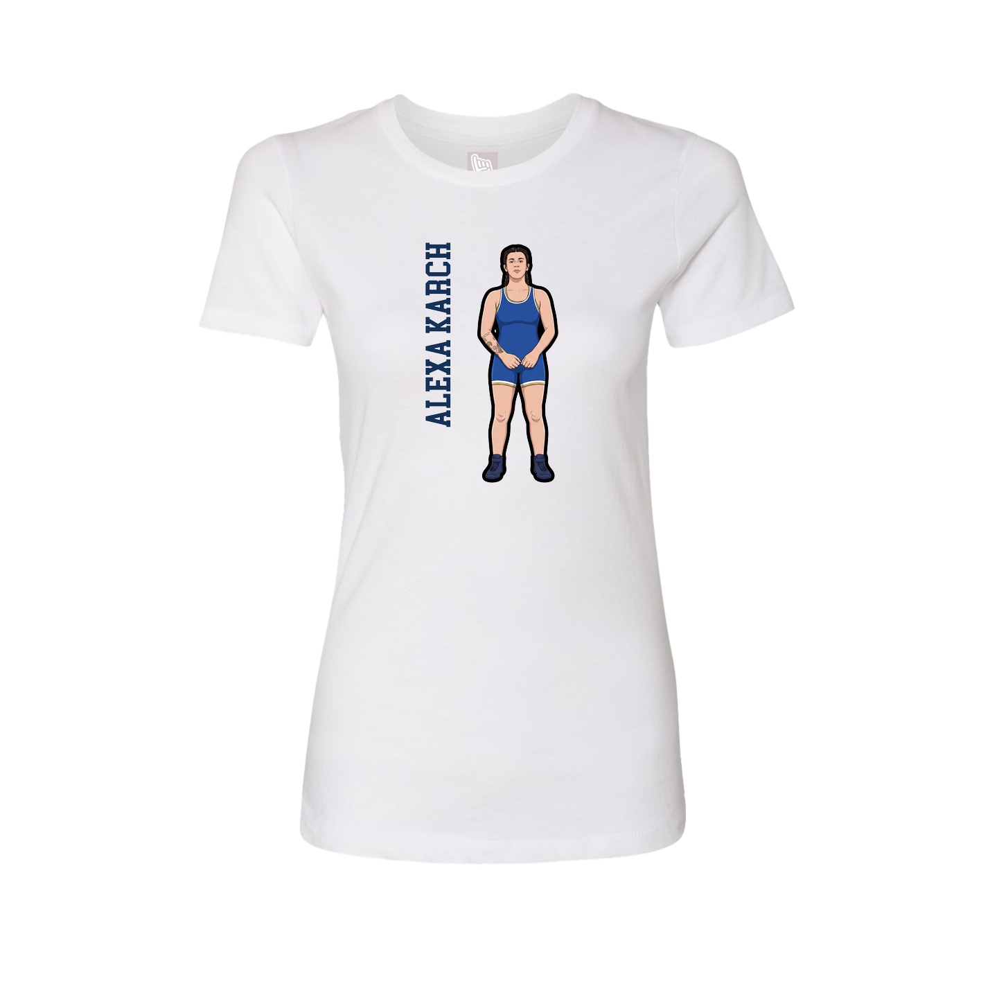 Fitted Women's Tee — Name Vertical in White