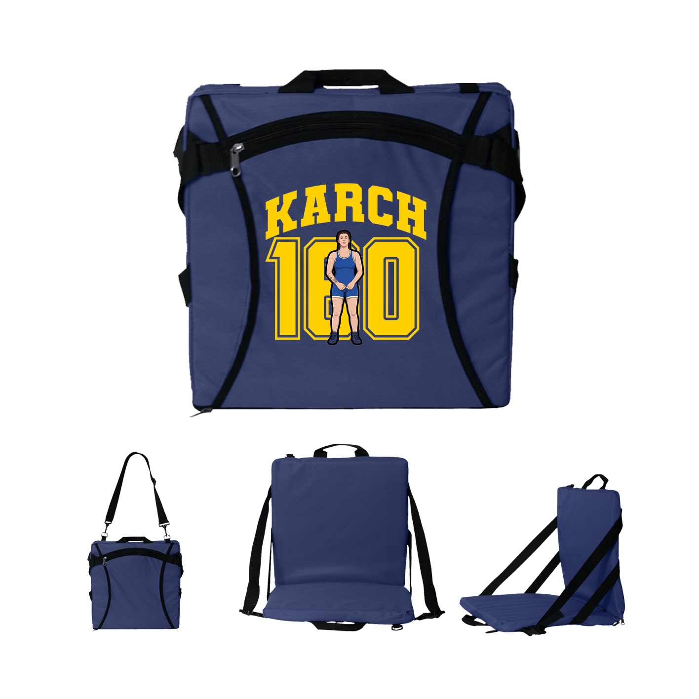 Folding Stadium Seat — Number in Navy