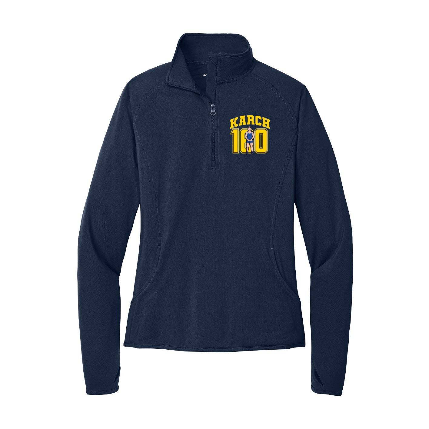 Women's Q-Zip Pullover — Number in Navy