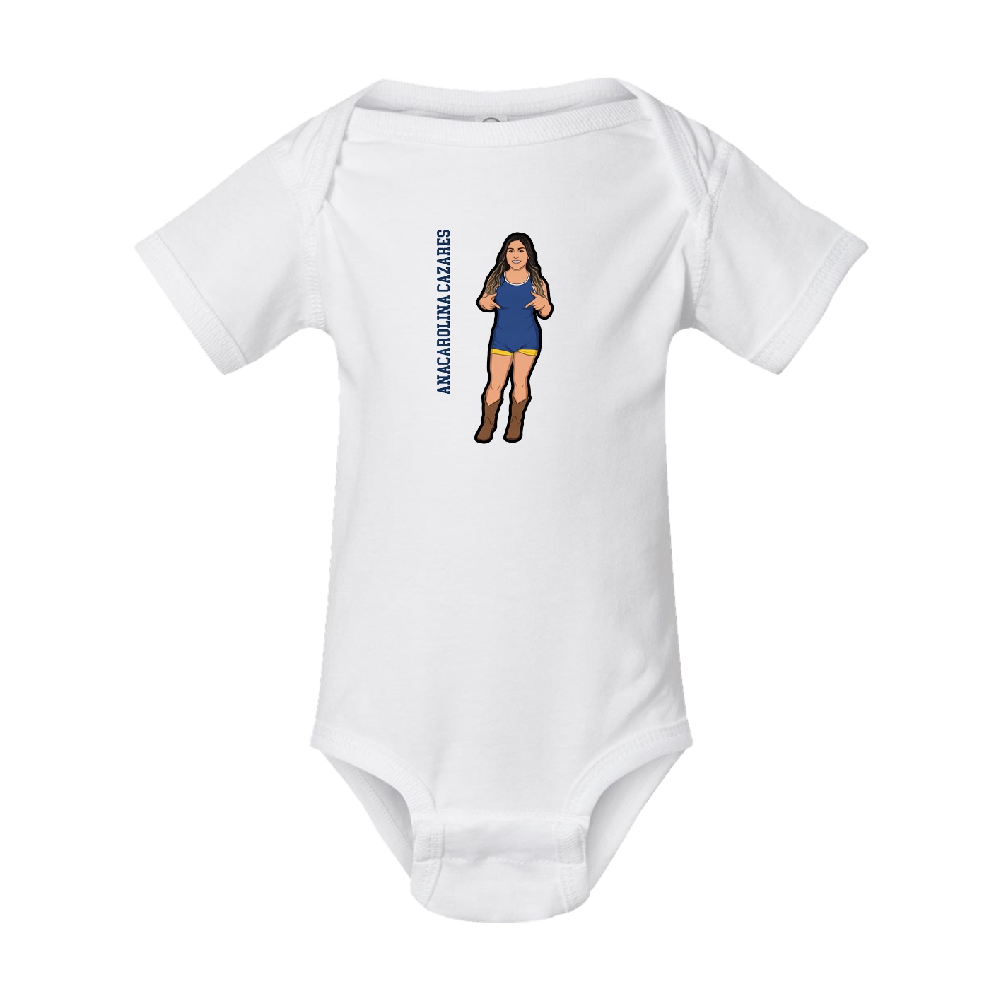 Baby Onesie — Name Vertical in White