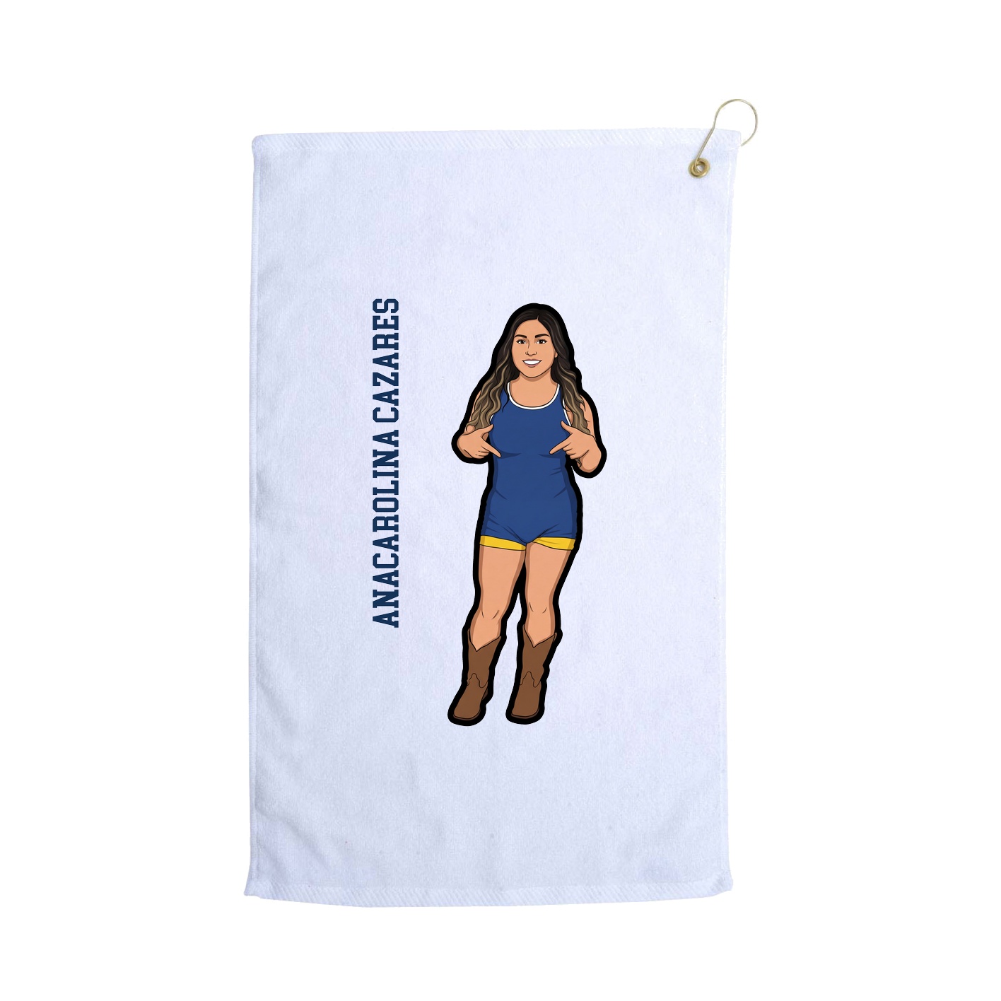 Golf Towel — Name Vertical in White