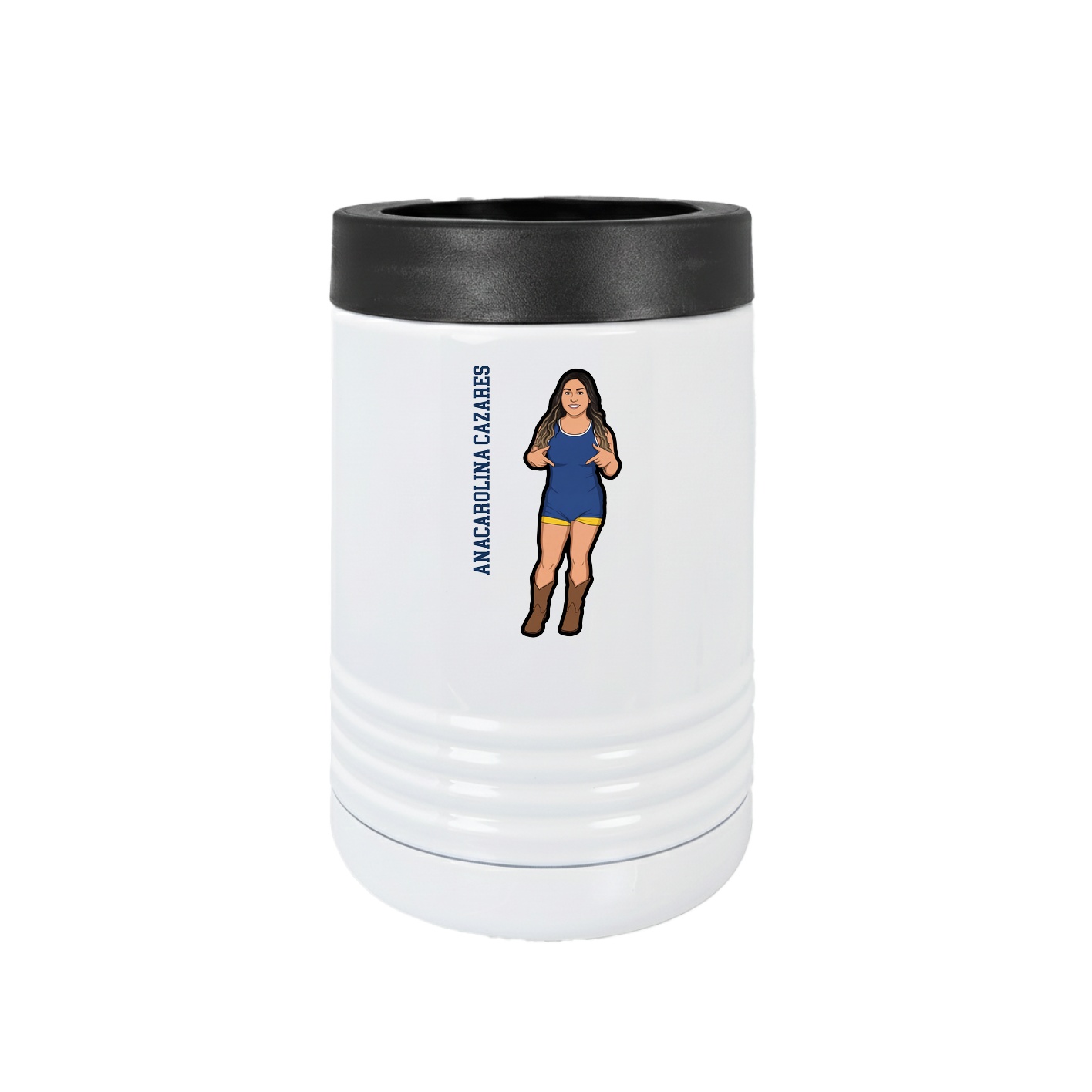 Beverage Holder — Name Vertical in White