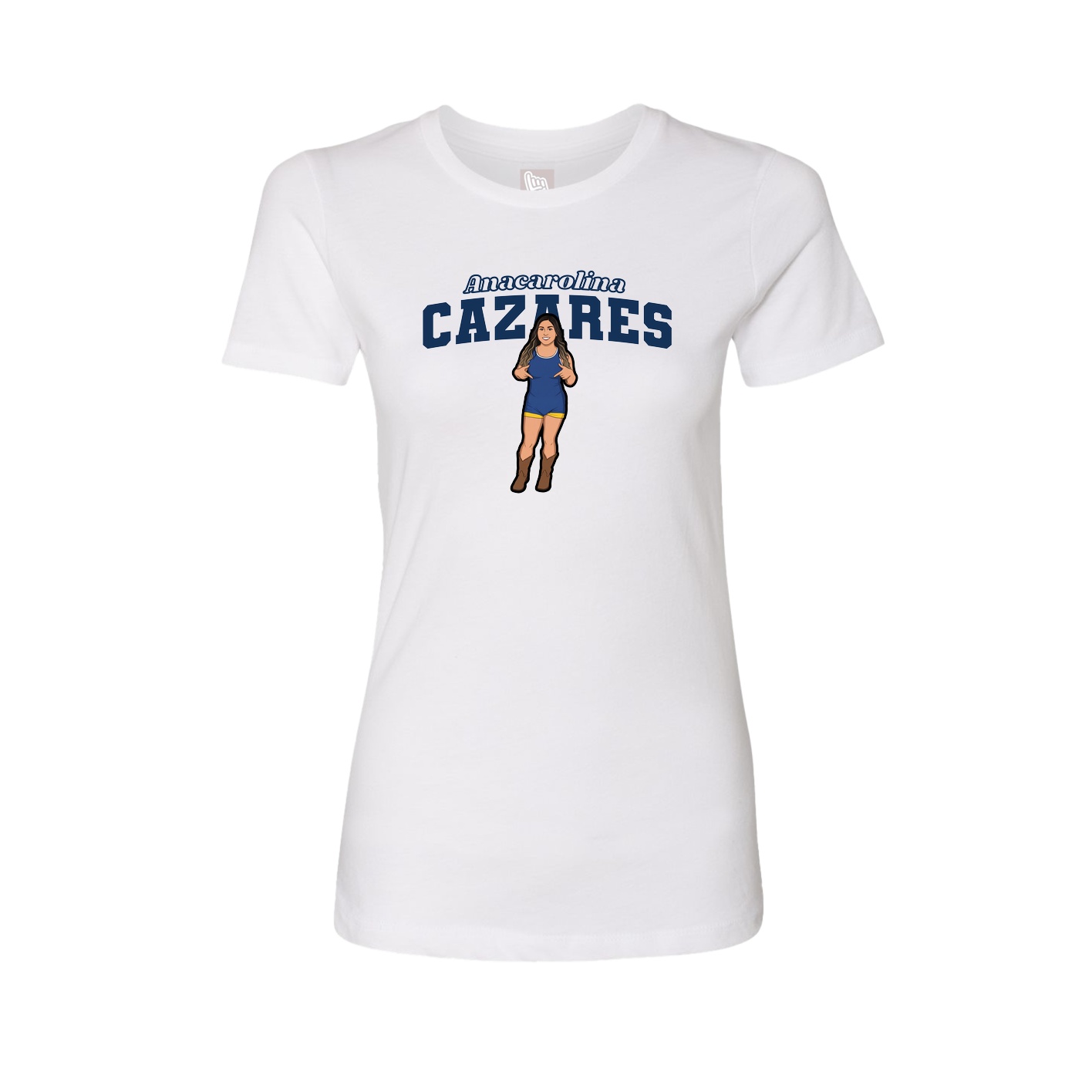 Fitted Women's Tee — Name Arch in White