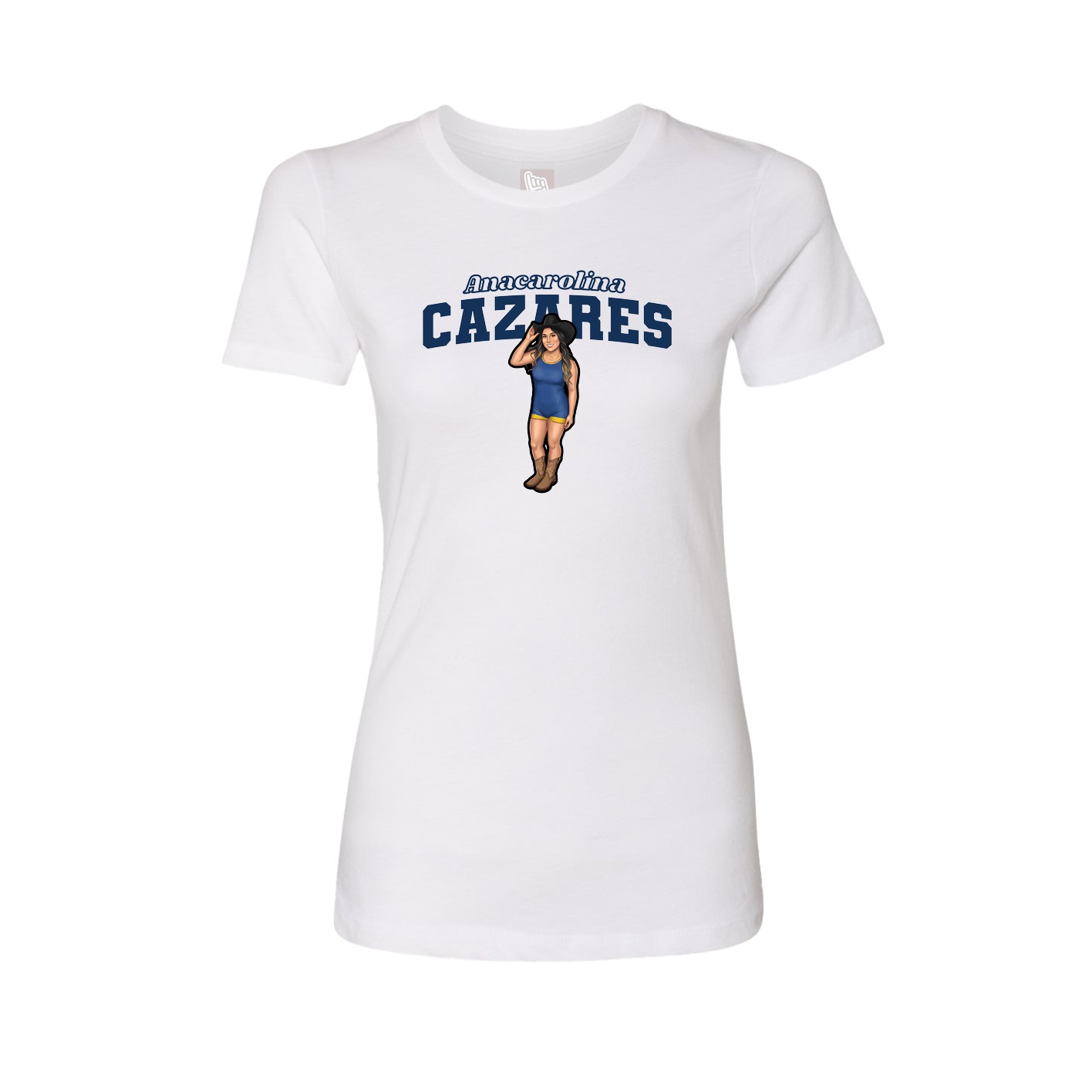 Fitted Women's Tee — Name Arch in White