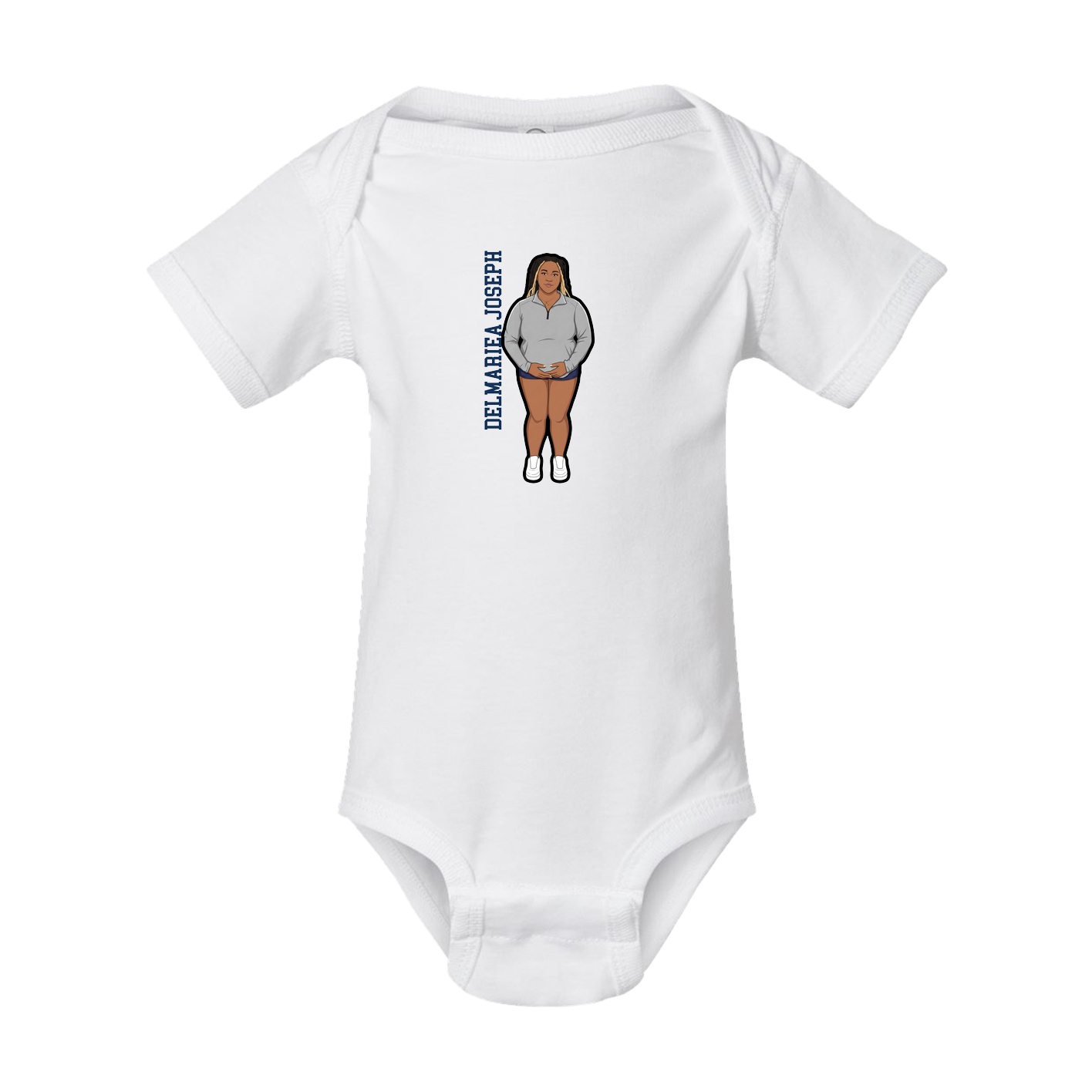 Baby Onesie — Name Vertical in White