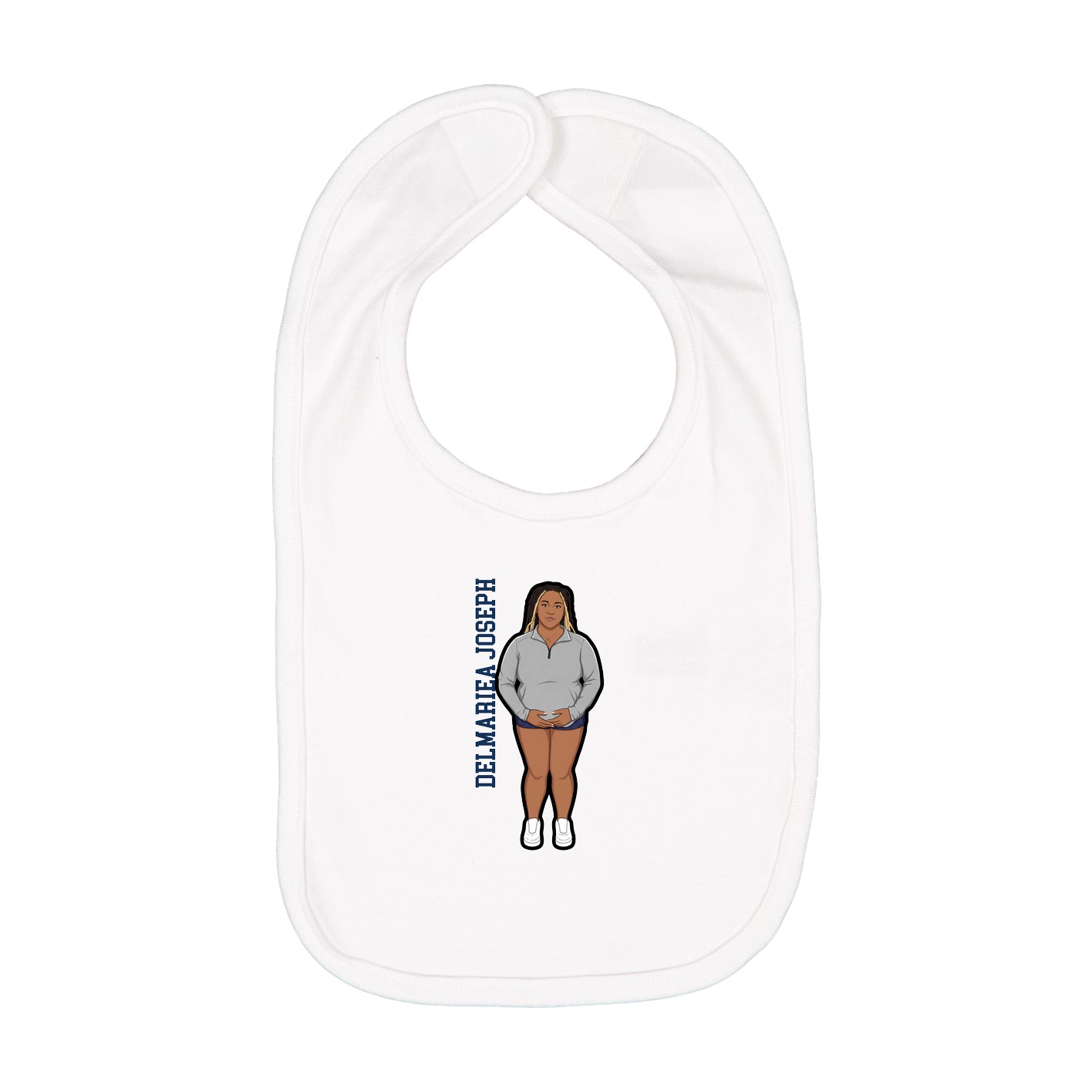Infant Bib — Name Vertical in White
