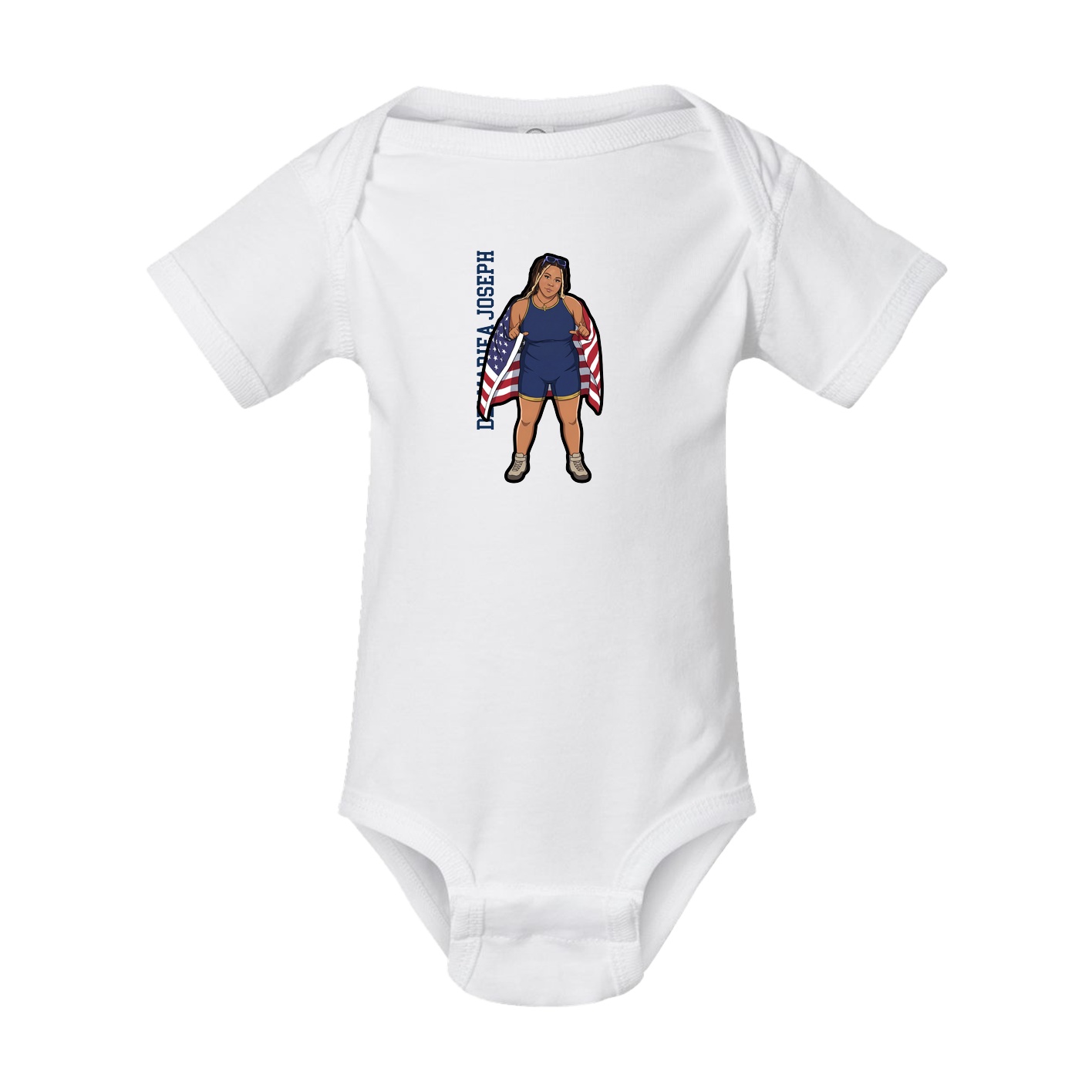 Baby Onesie — Name Vertical in White