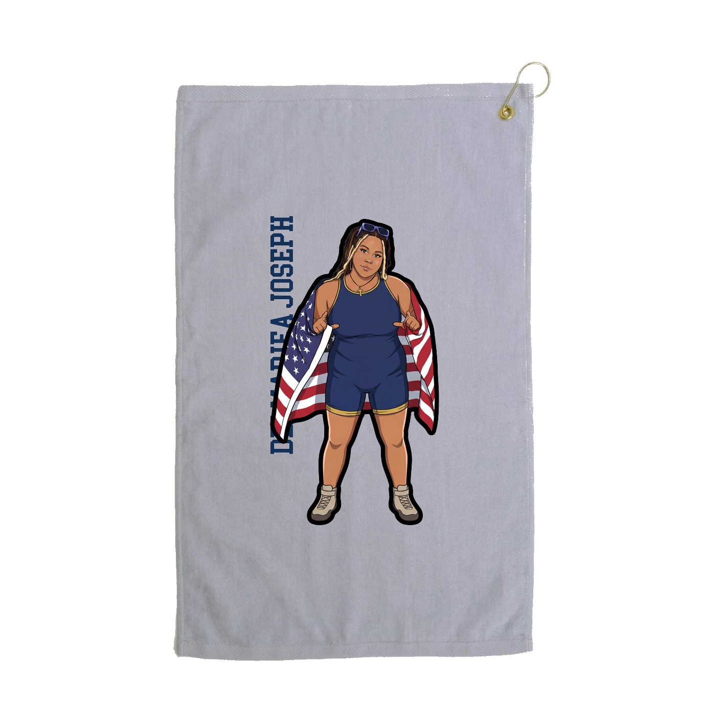 Golf Towel — Name Vertical in Grey