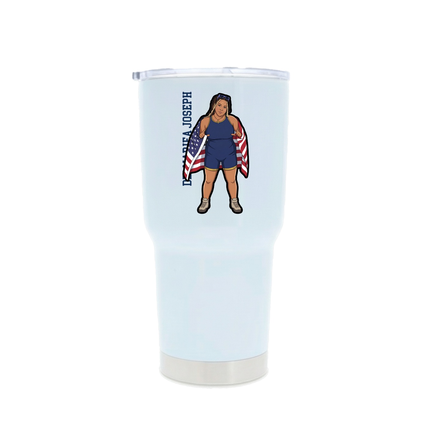 30oz Stainless Steel Tumbler — Name Vertical in White
