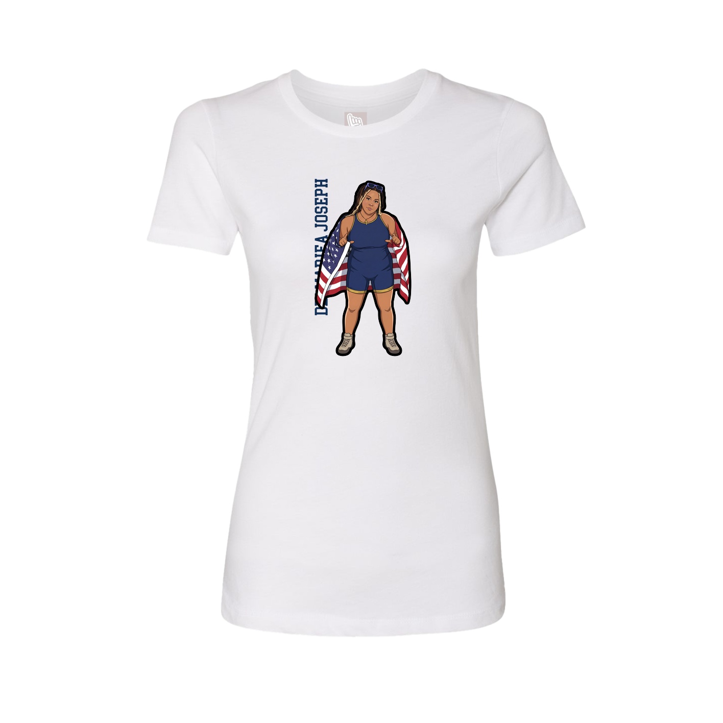 Fitted Women's Tee — Name Vertical in White
