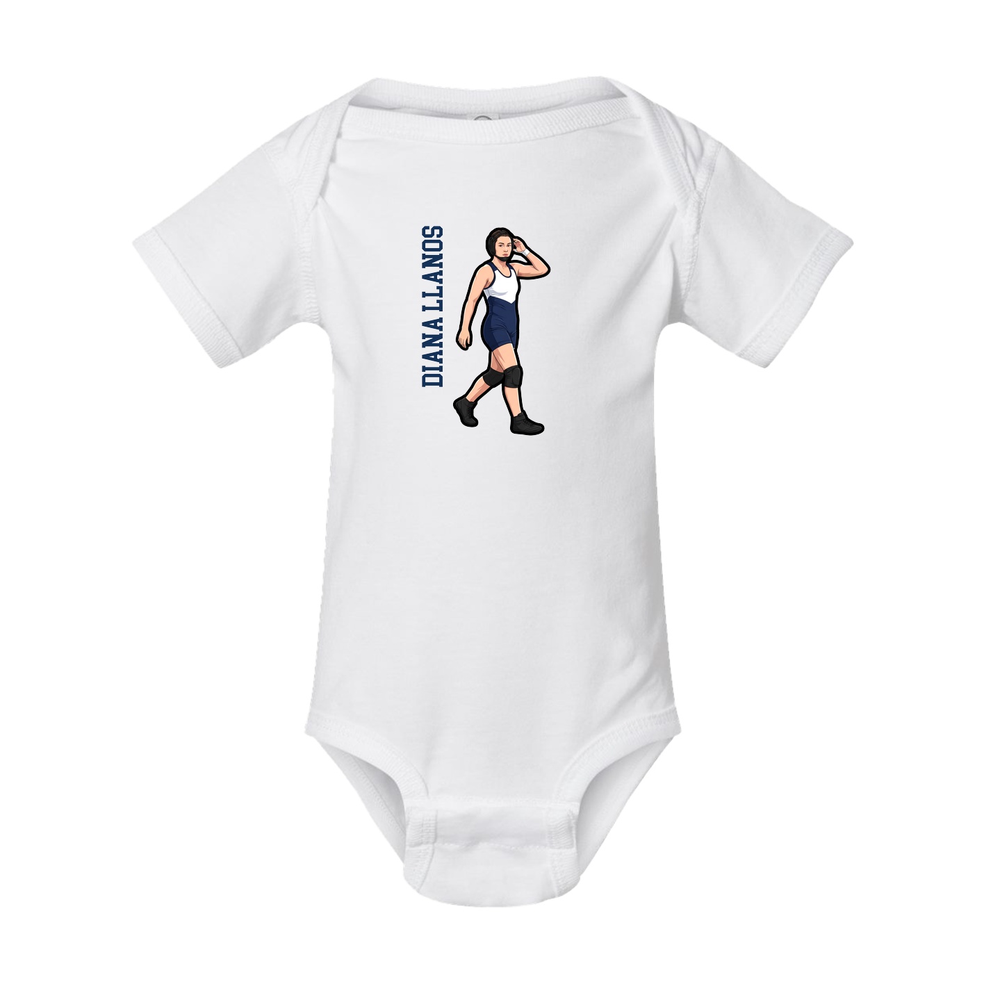 Baby Onesie — Name Vertical in White