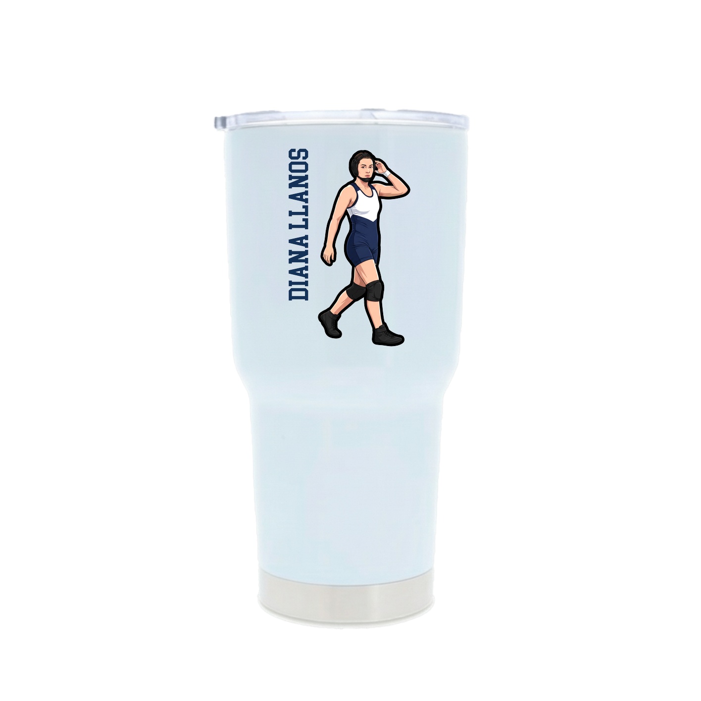 30oz Stainless Steel Tumbler — Name Vertical in White