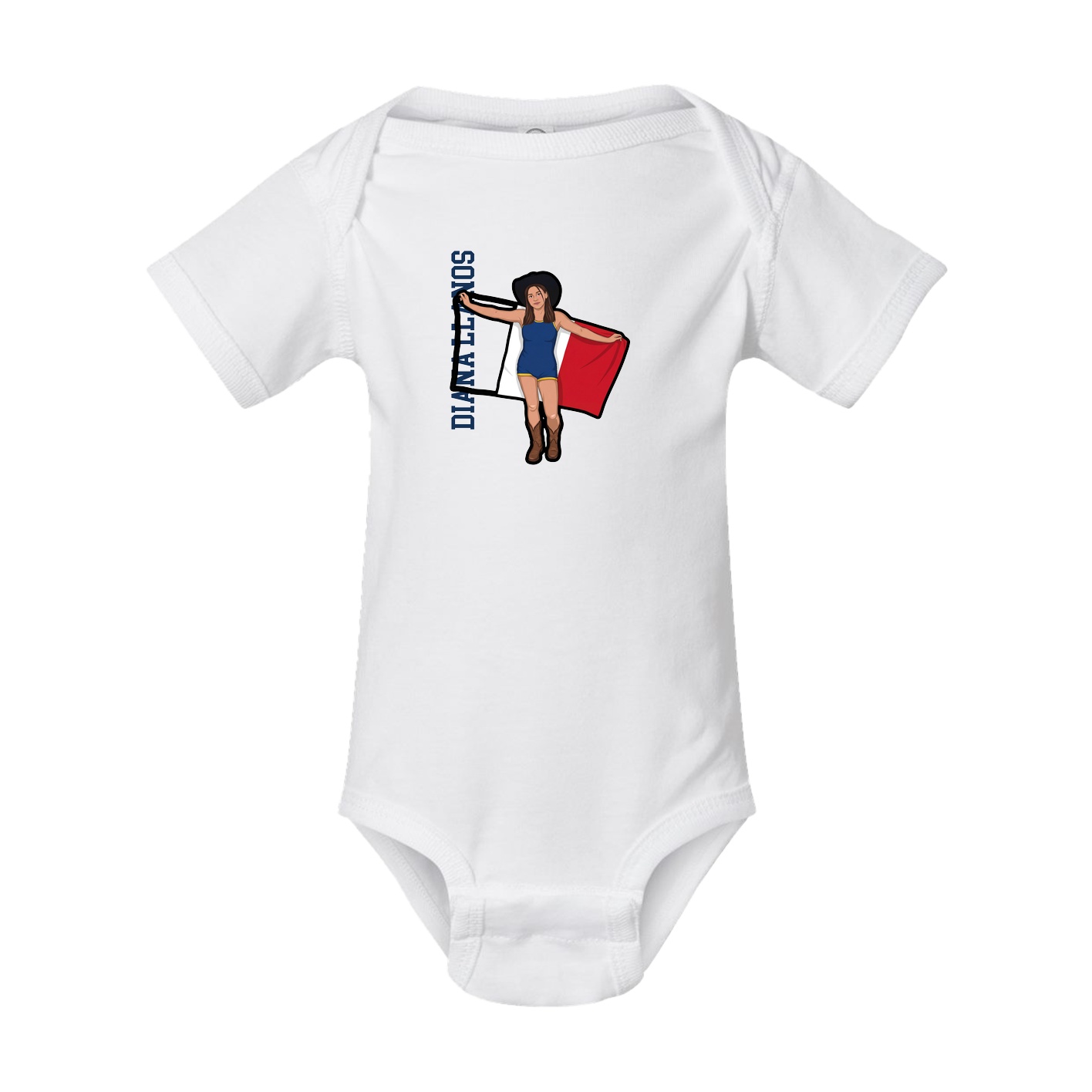Baby Onesie — Name Vertical in White