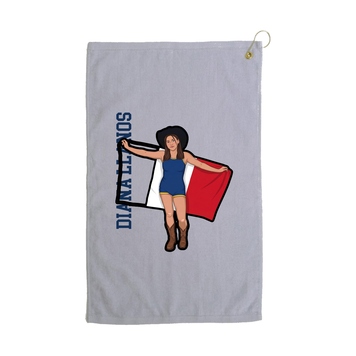 Golf Towel — Name Vertical in Grey