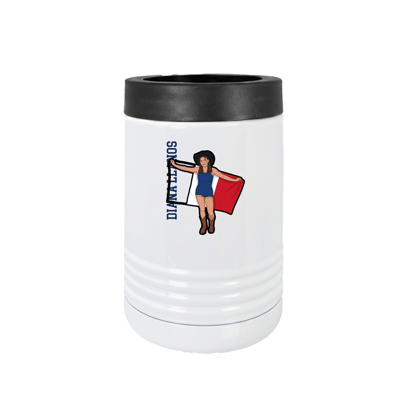 Beverage Holder — Name Vertical in White
