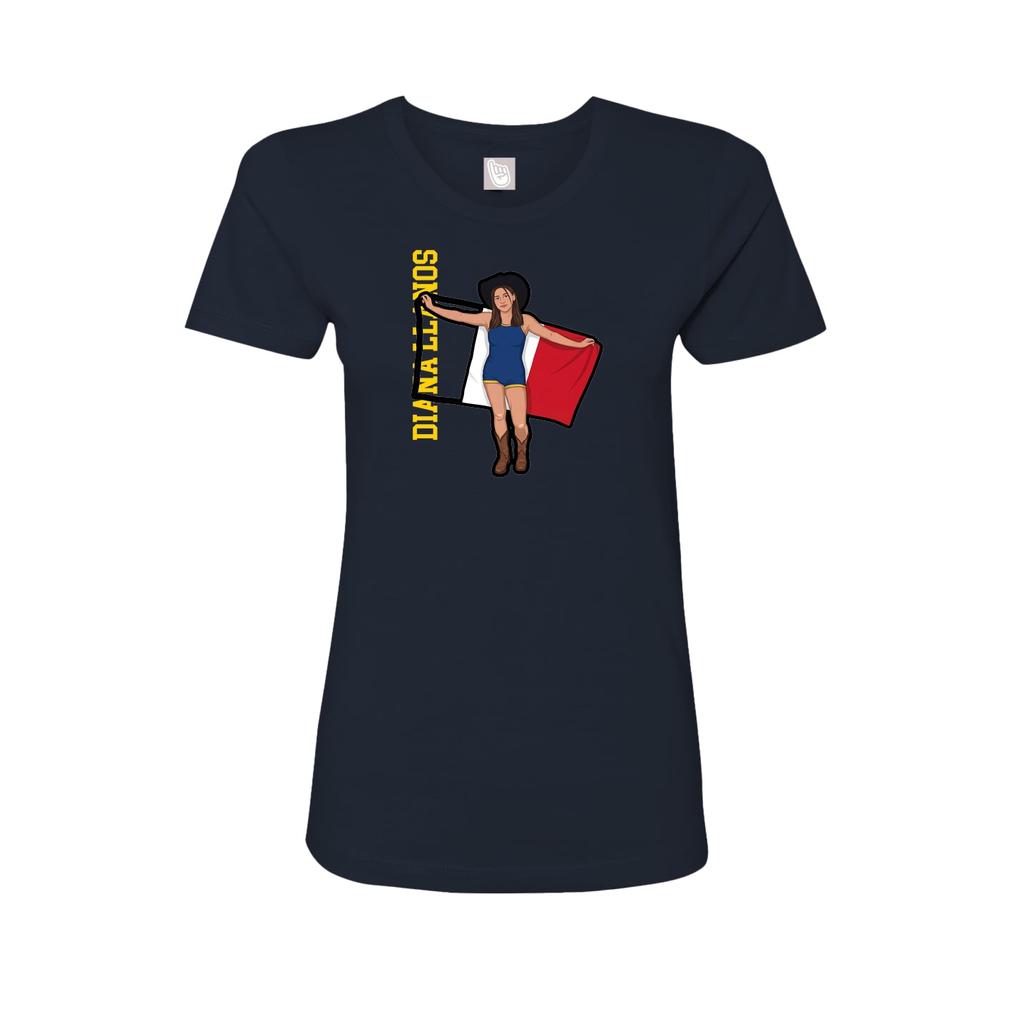 Womens Tee — Name Vertical in Navy