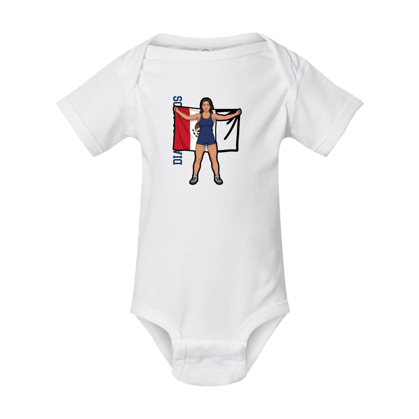 Baby Onesie — Name Vertical in White