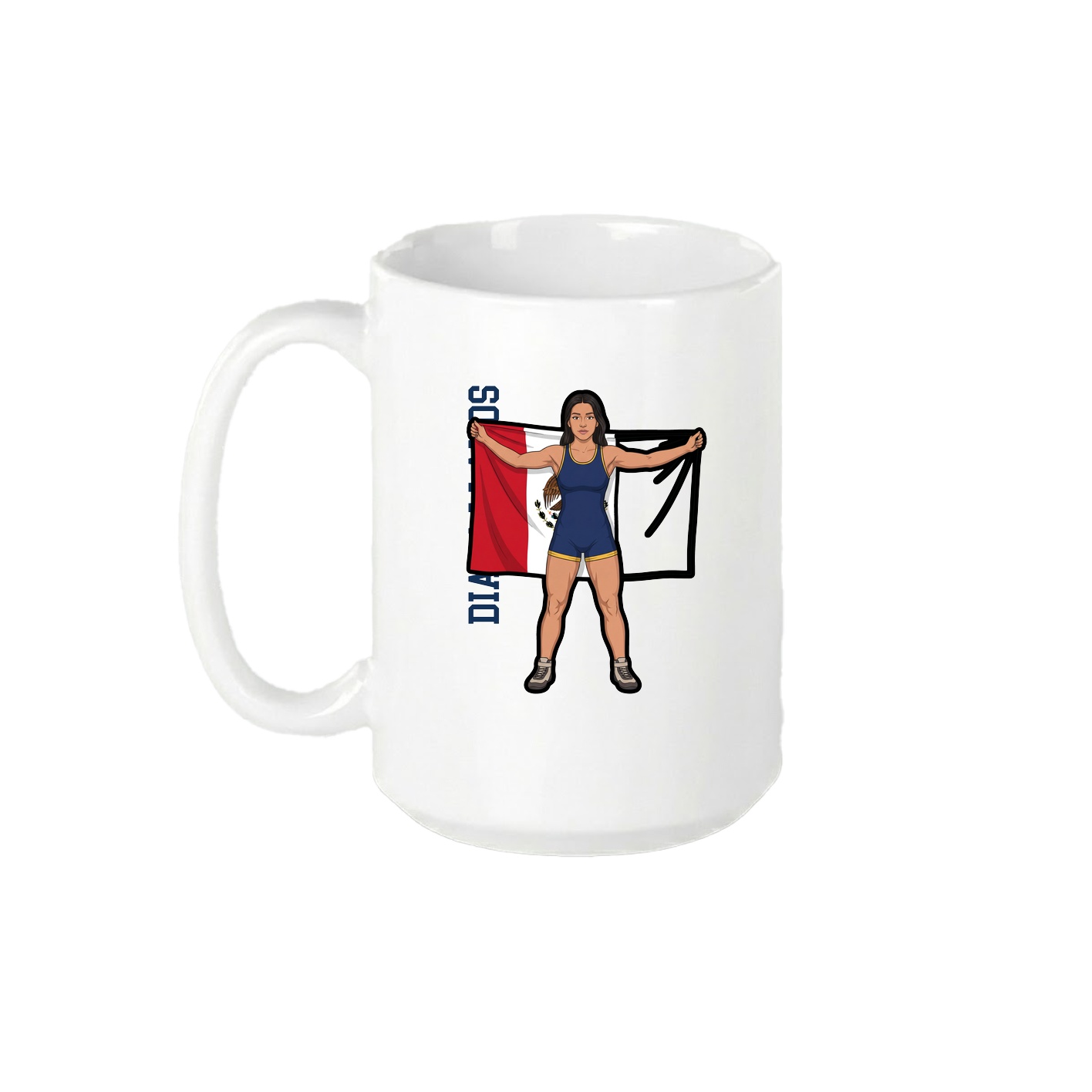 15oz Coffee Mug — Name Vertical in White