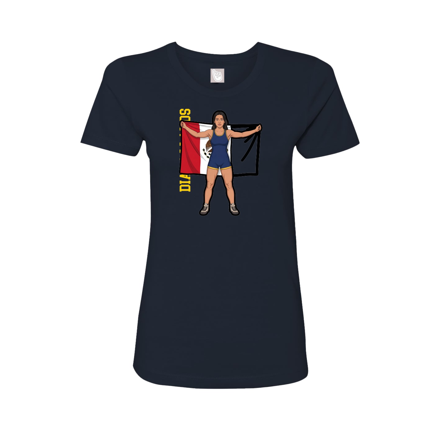 Womens Tee — Name Vertical in Navy