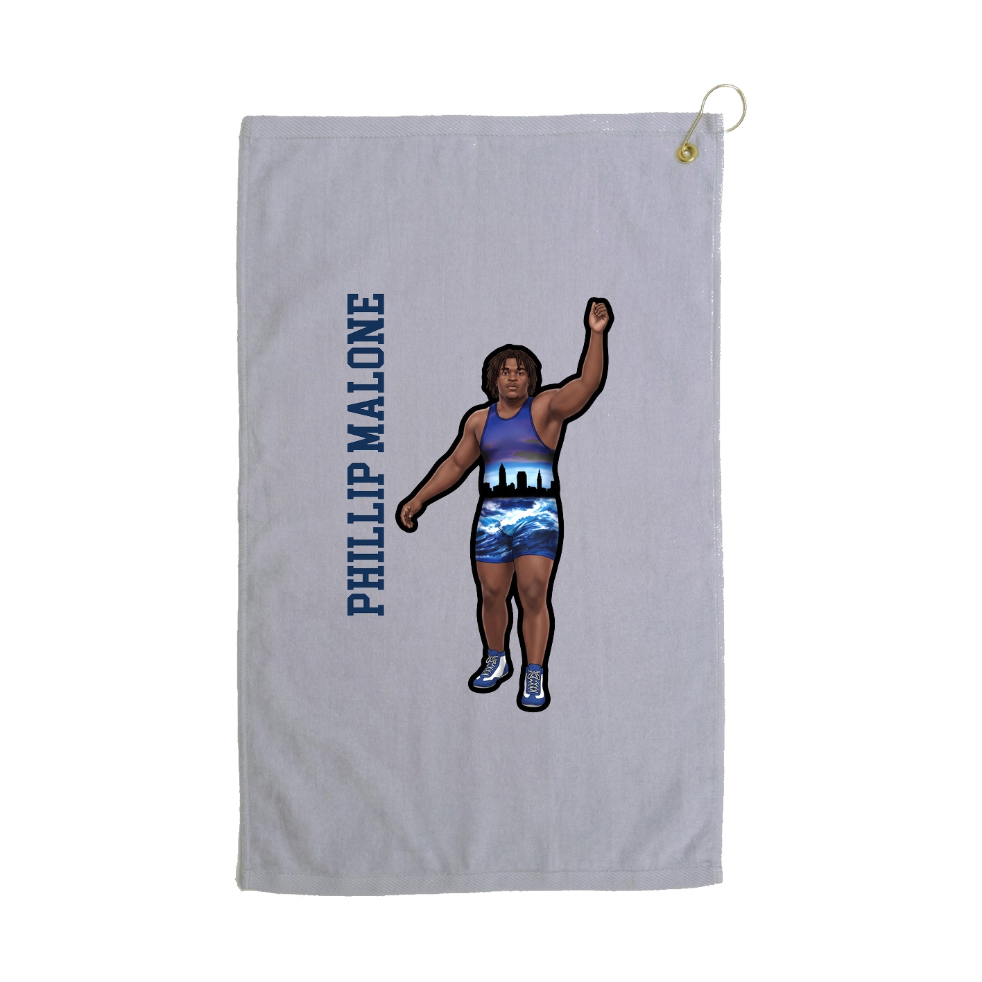 Golf Towel — Name Vertical in Grey