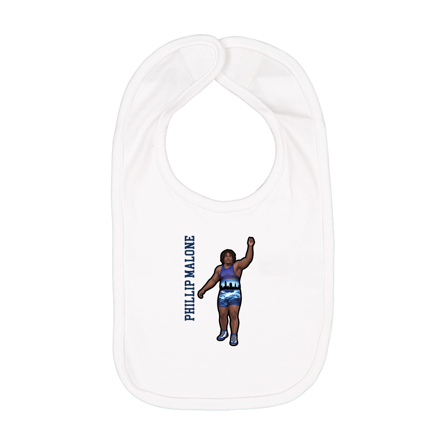 Infant Bib — Name Vertical in White