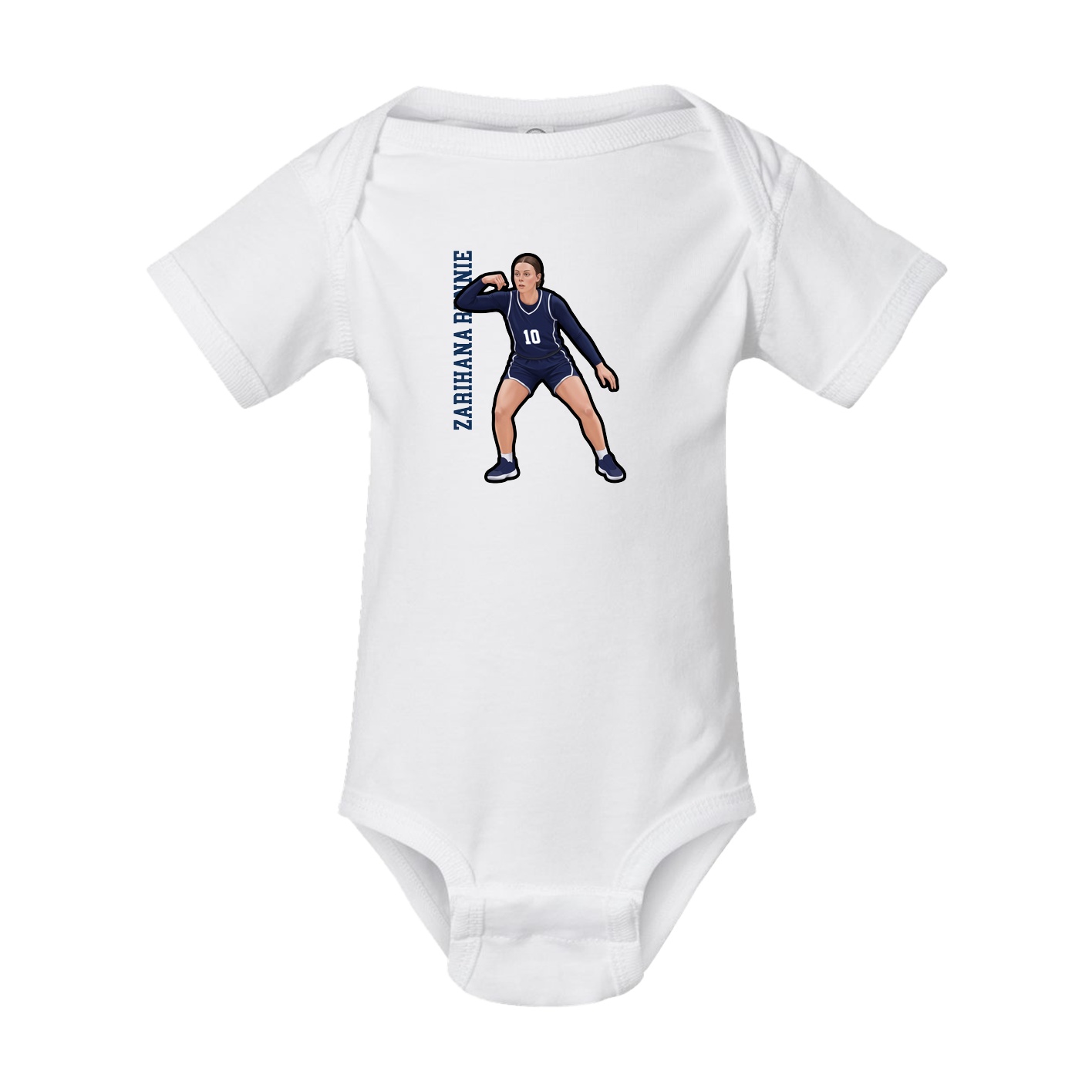 Baby Onesie — Name Vertical in White